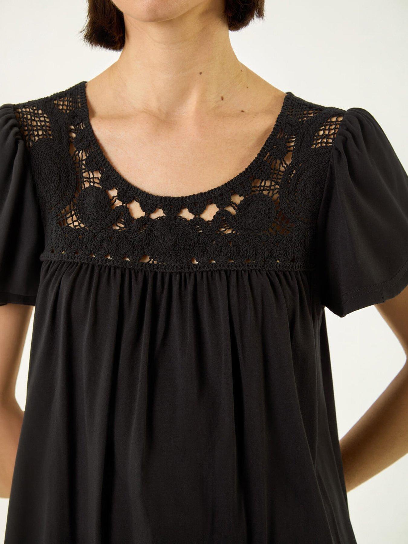  image of roman-crochet-panel-stretch-top