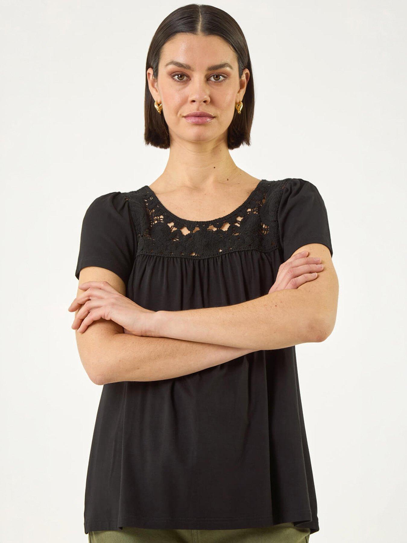  image of roman-crochet-panel-stretch-top