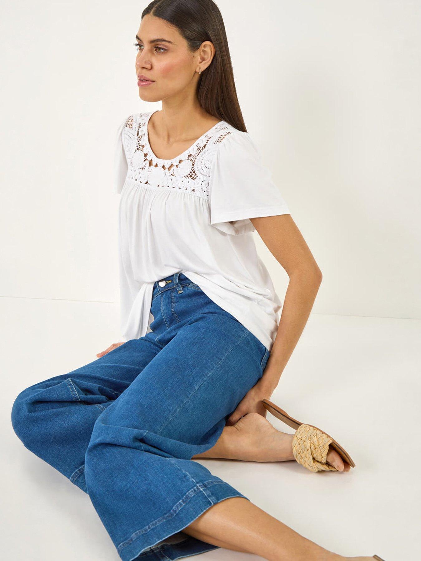 Roman Crochet Panel Stretch Top