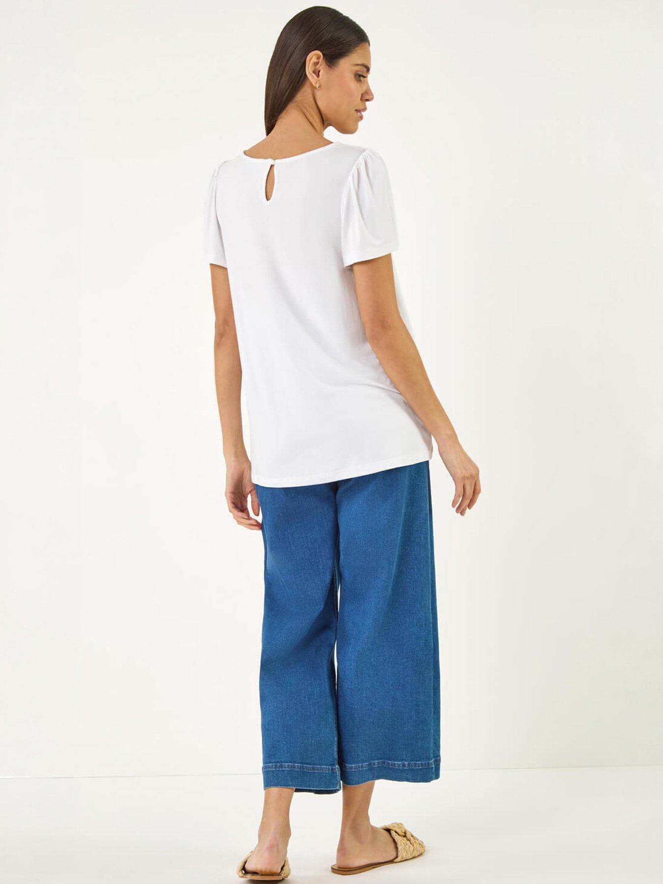 Image 2 of 5 of Roman Crochet Panel Stretch Top