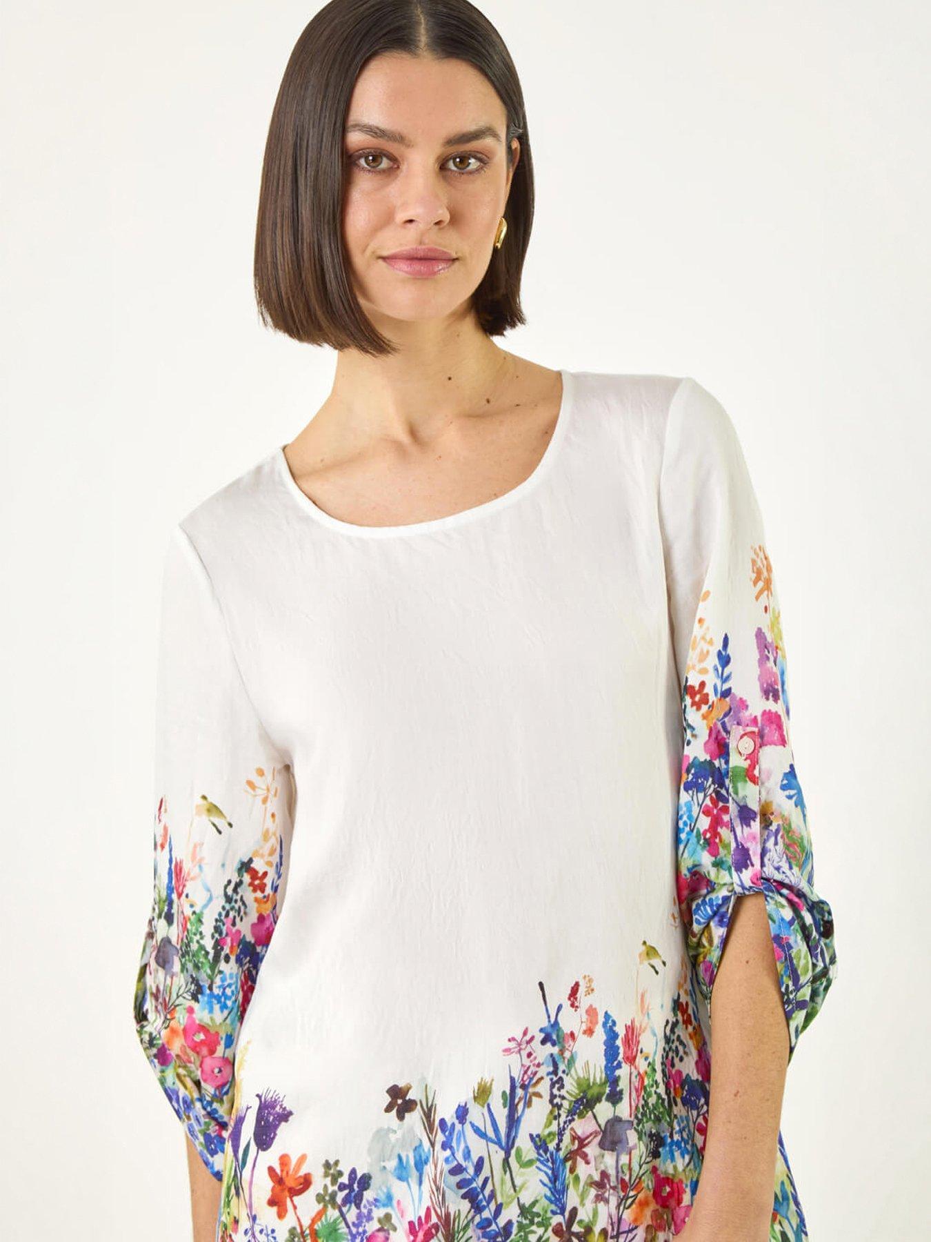 Image 1 of 5 of Roman Floral Border Print Tunic Top