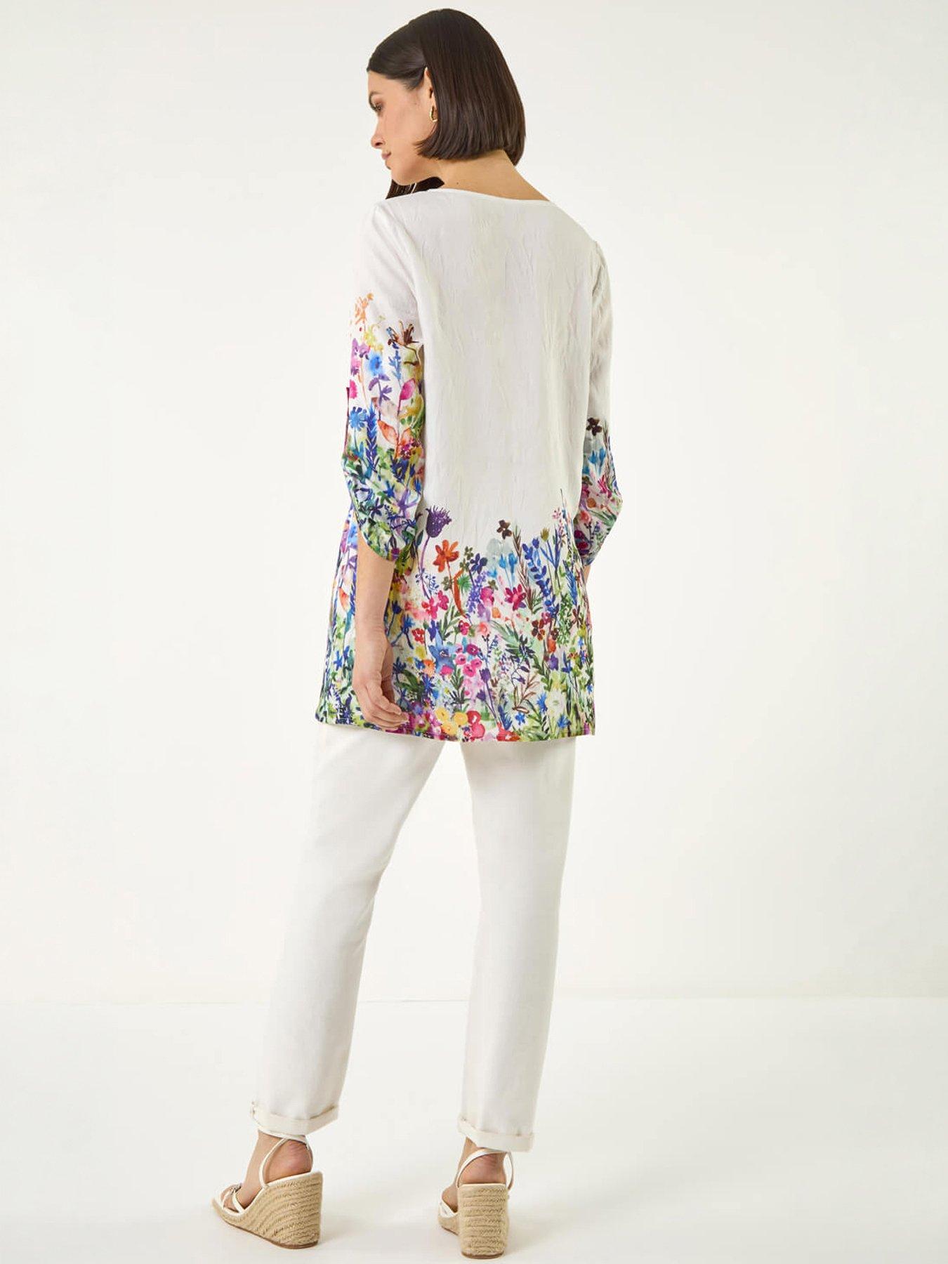 Image 2 of 5 of Roman Floral Border Print Tunic Top