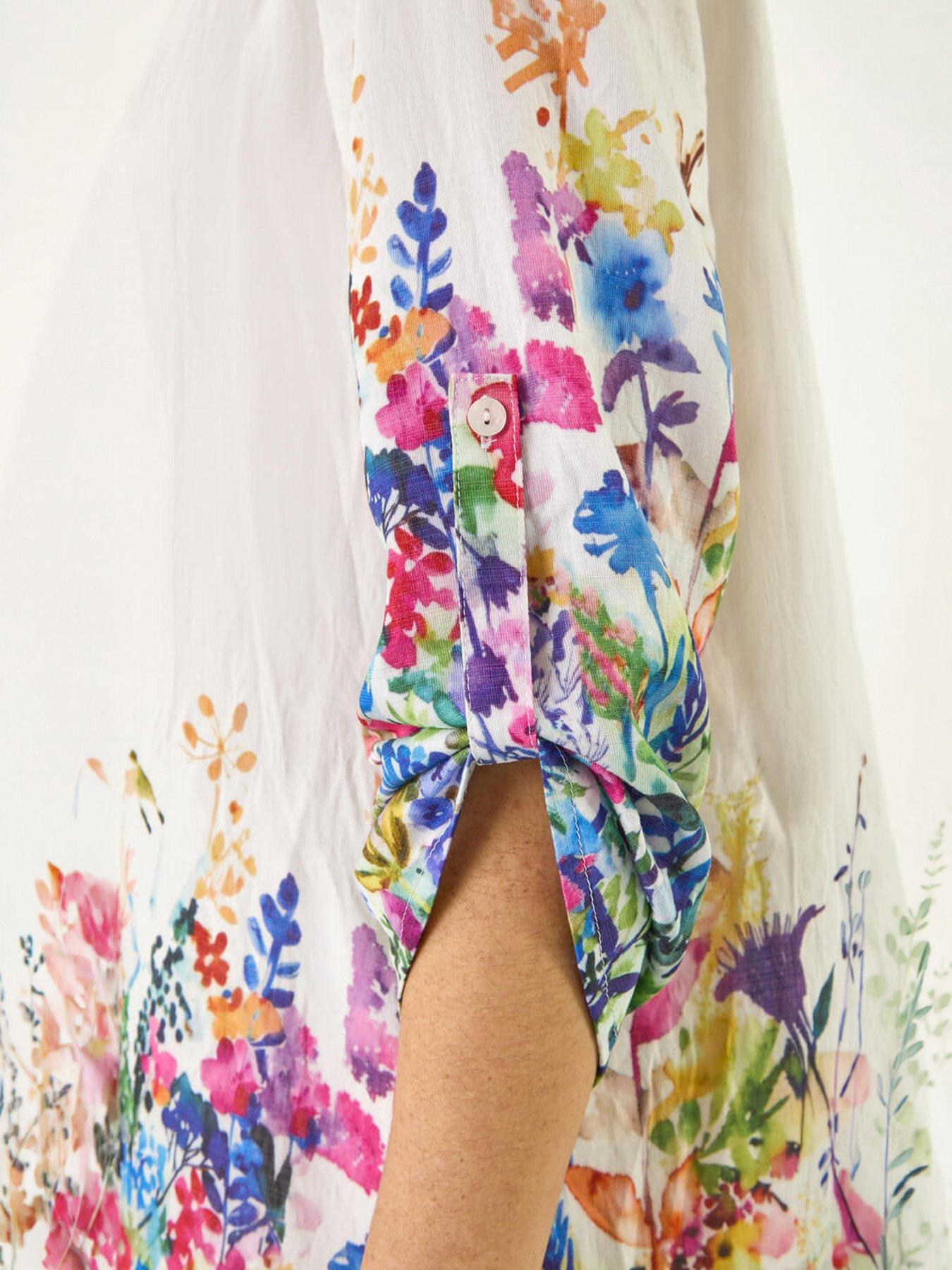 Image 4 of 5 of Roman Floral Border Print Tunic Top