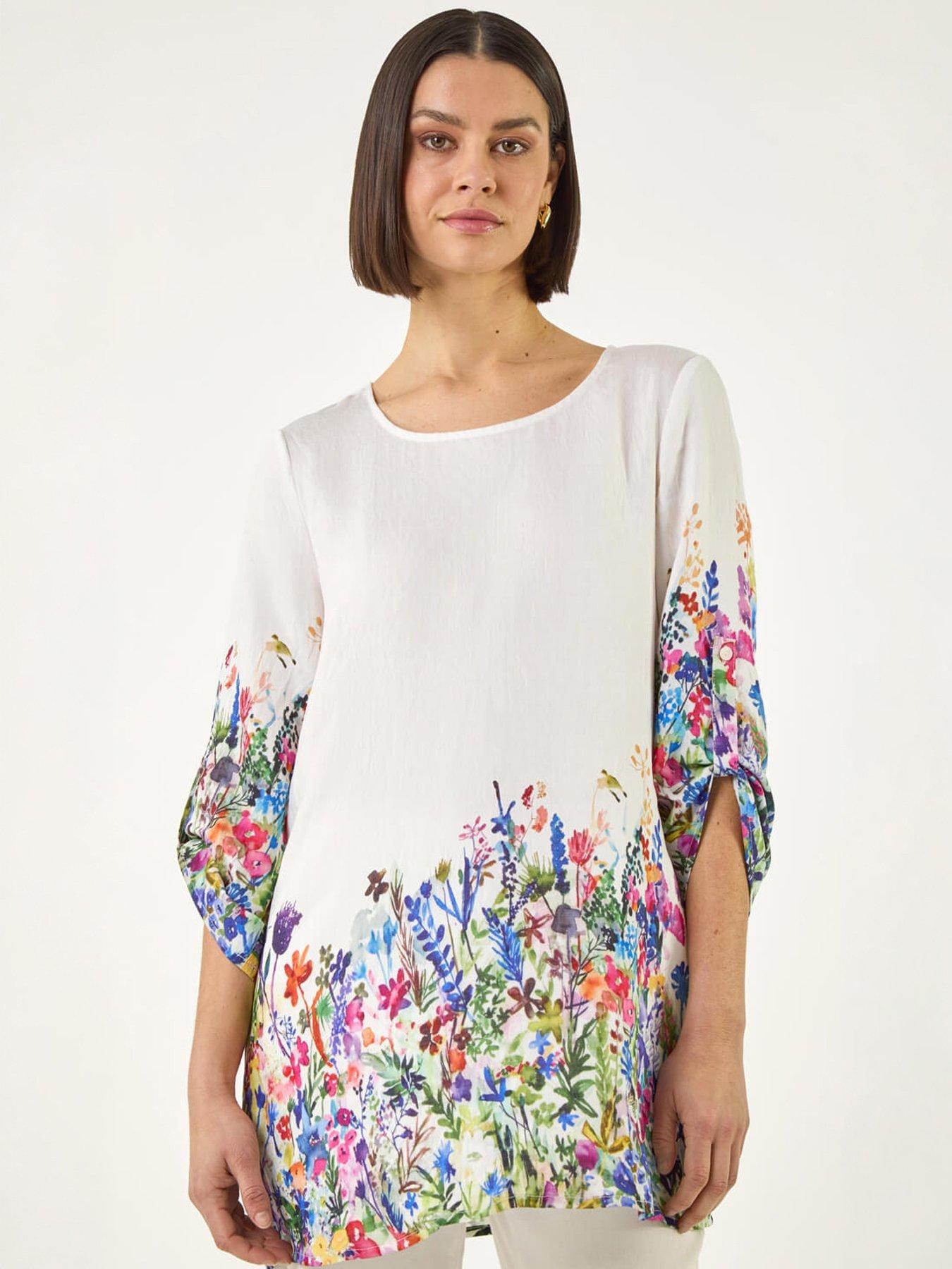 Image 5 of 5 of Roman Floral Border Print Tunic Top