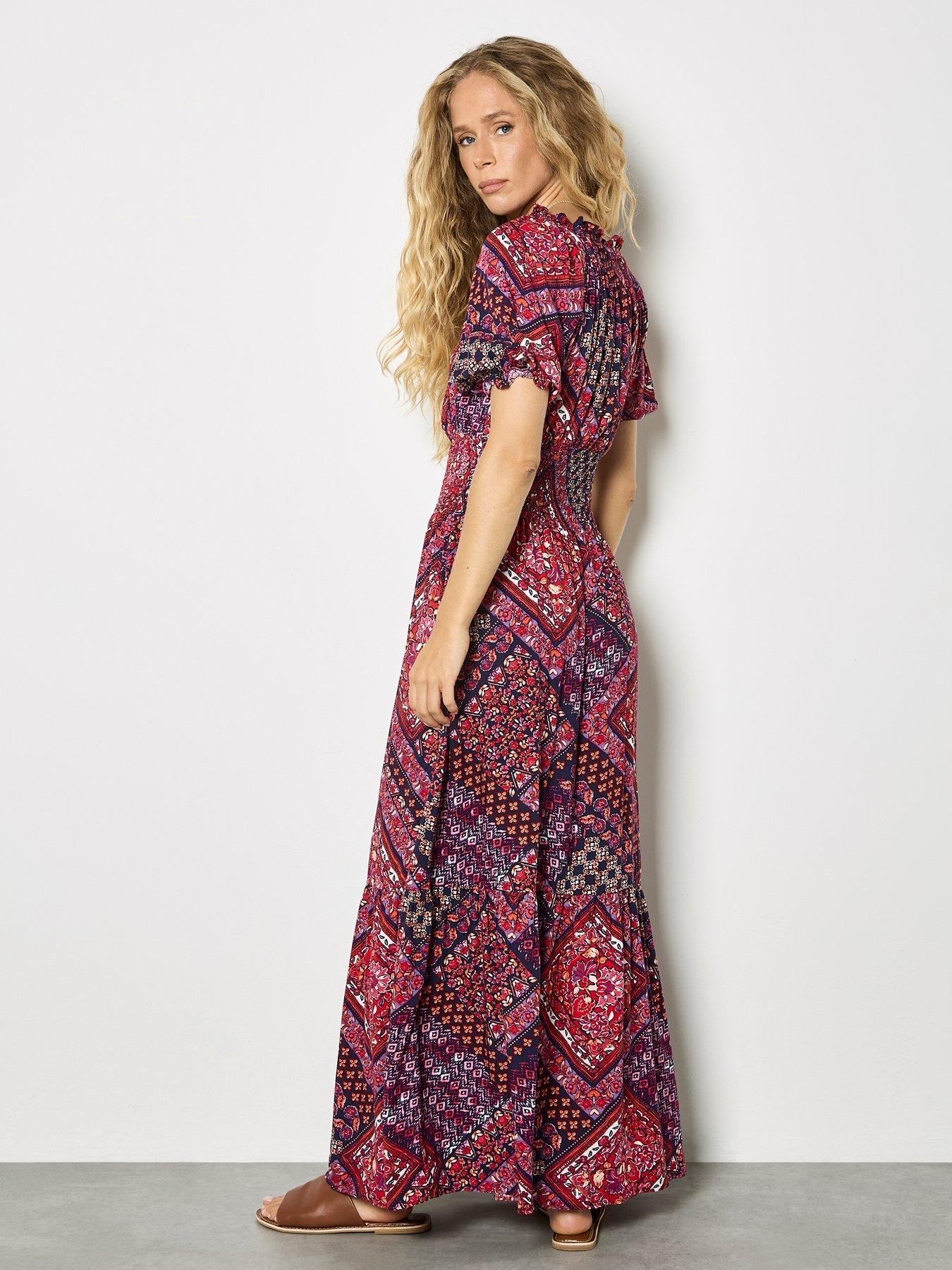 Image 2 of 4 of Apricot Maxi Tierred Scarf Printed Dress