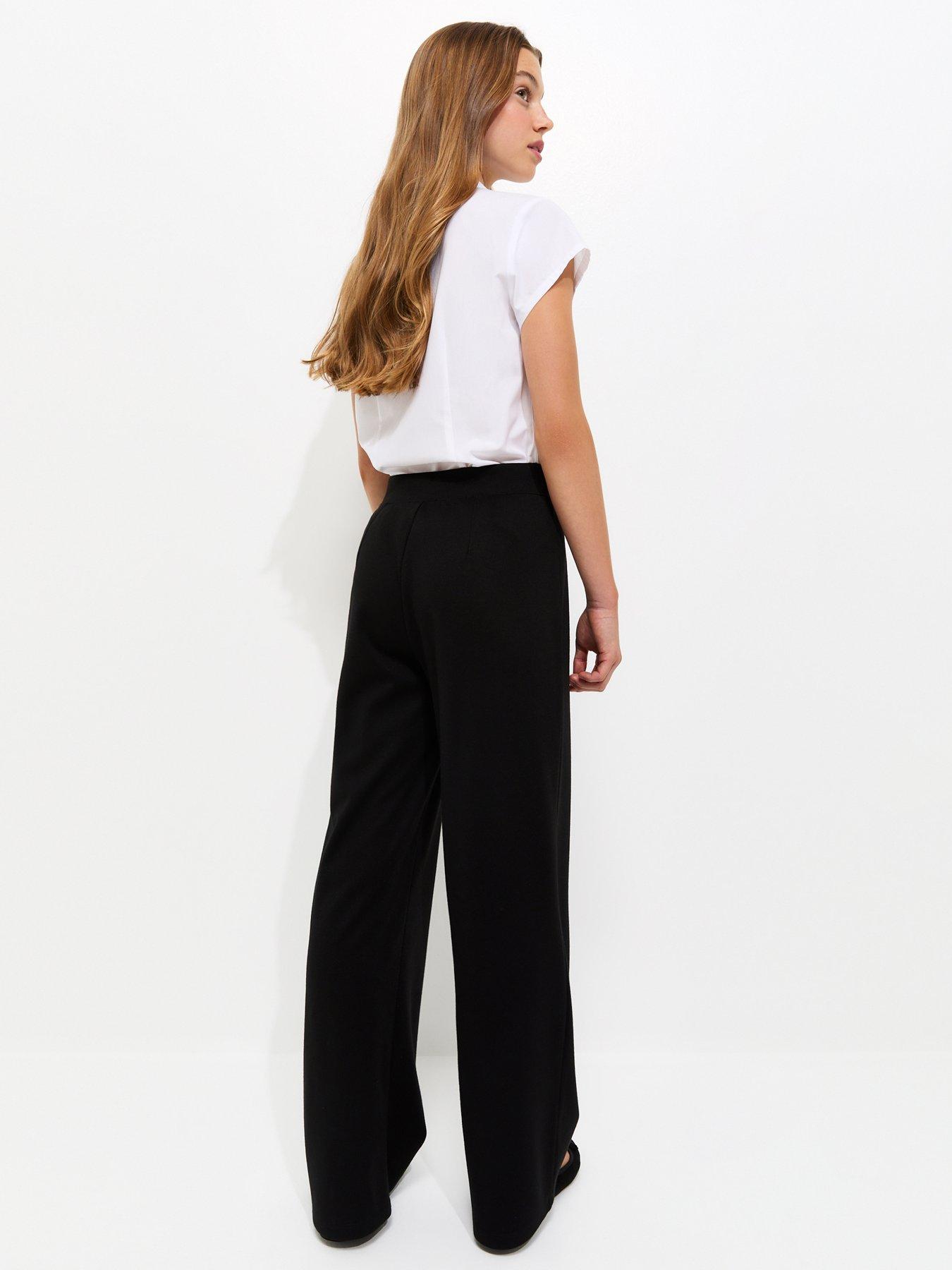 Image 2 of 5 of New Look 915 Girls Ponte Jersey Wide Leg School Trousers - Black