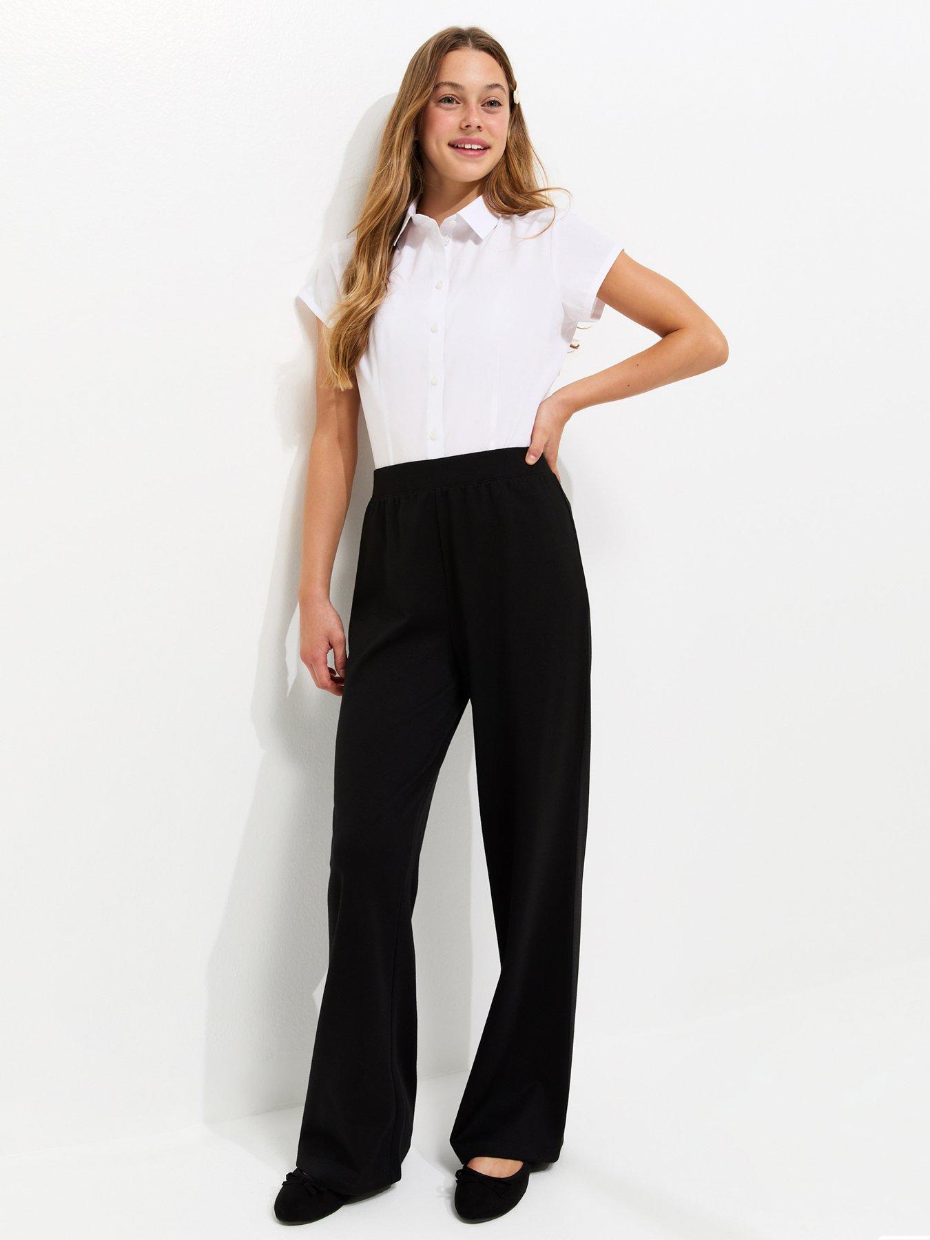 Image 3 of 5 of New Look 915 Girls Ponte Jersey Wide Leg School Trousers - Black