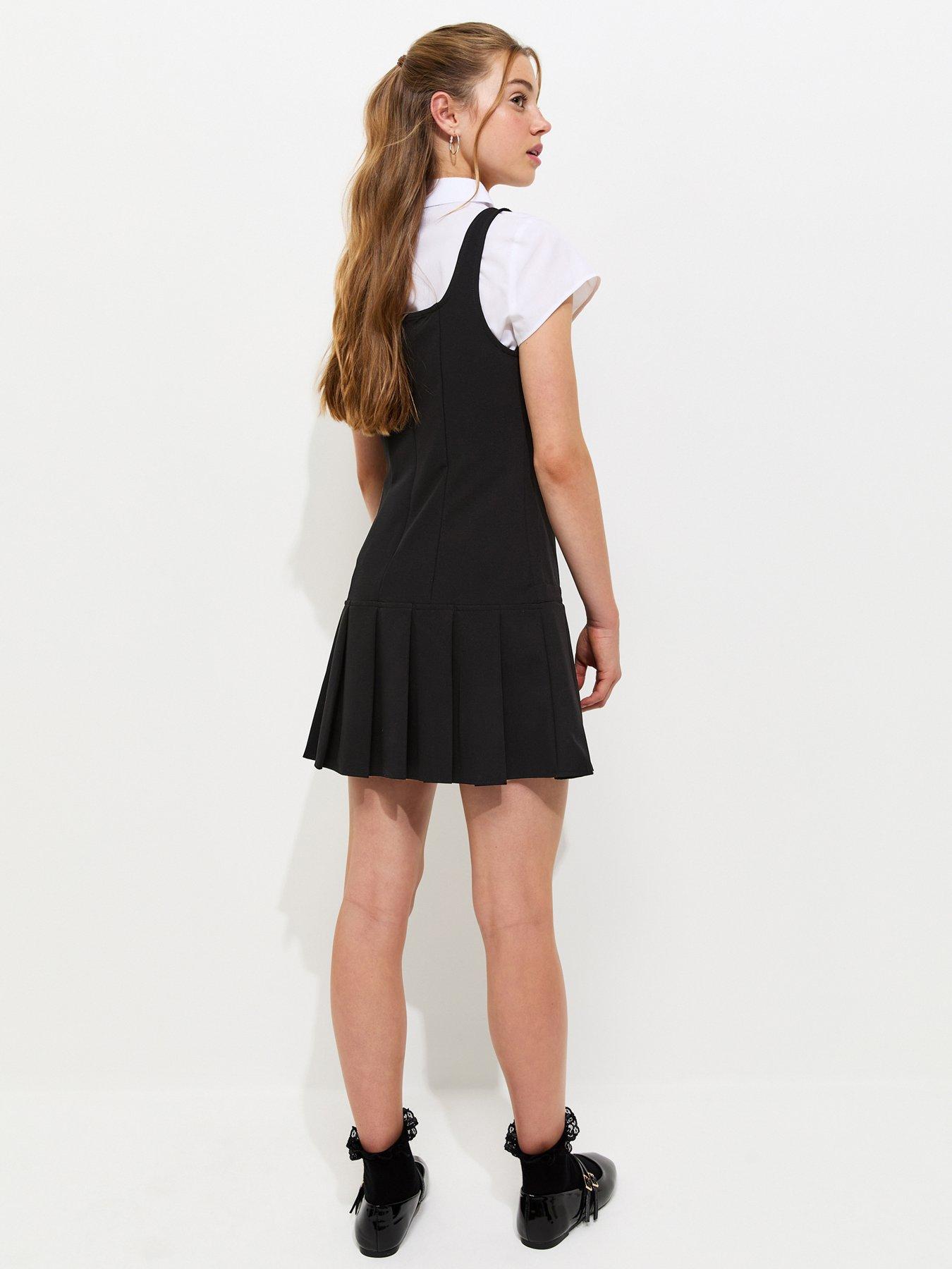 Image 2 of 4 of New Look 915 Girls Belted Drop&nbsp;waist Pleated School Dress - Black