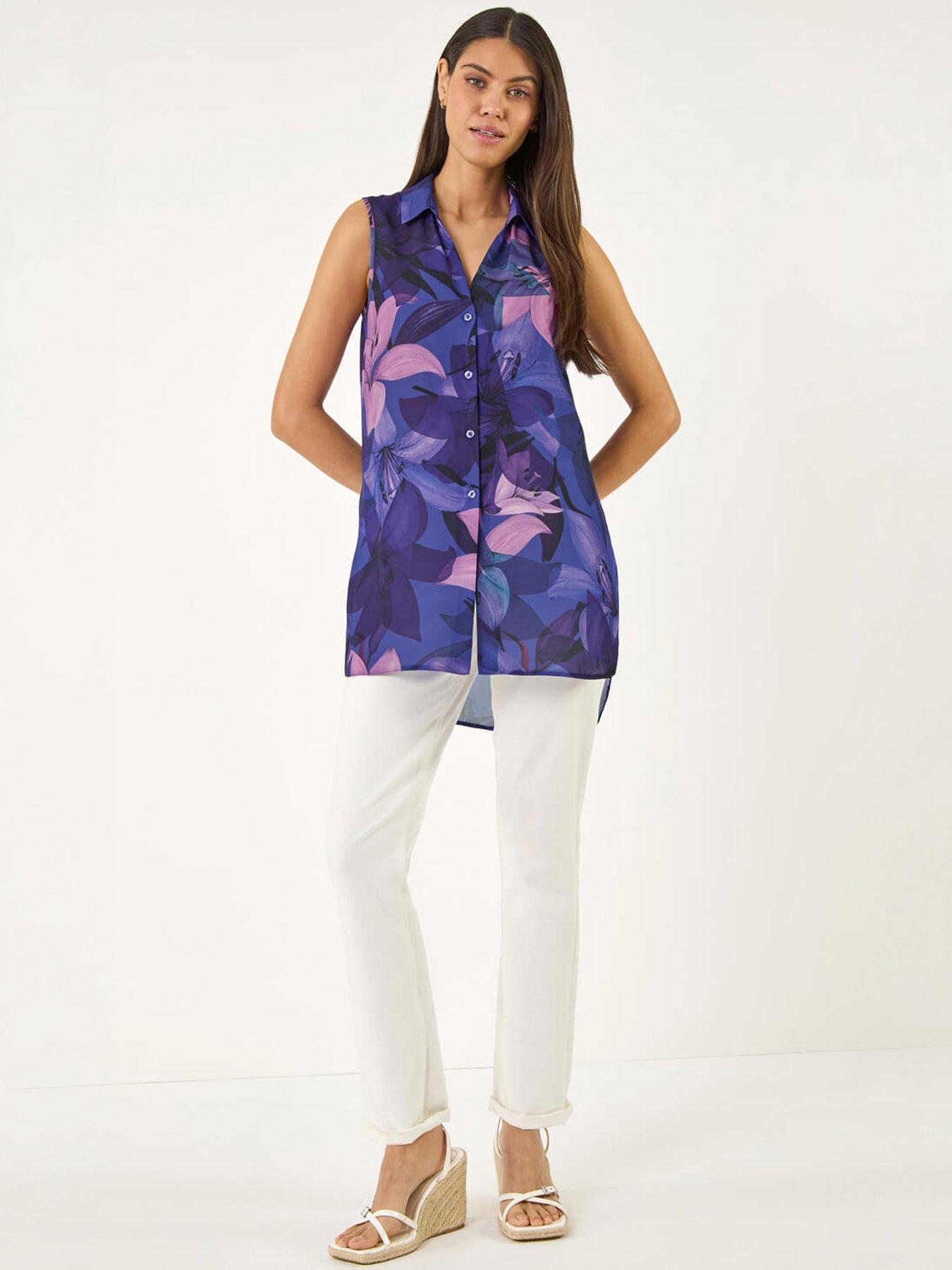  image of roman-floral-print-longline-blouse