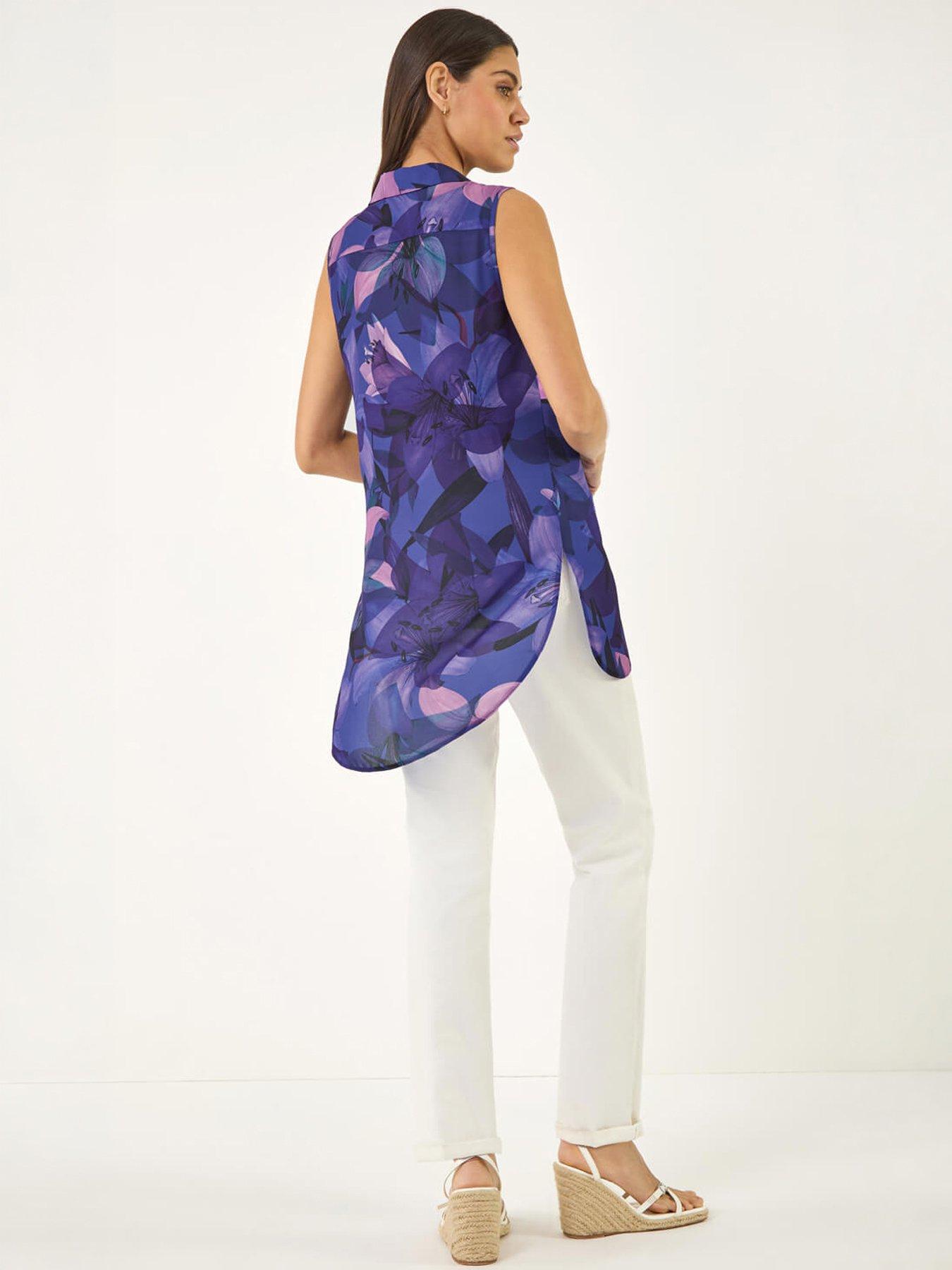  image of roman-floral-print-longline-blouse