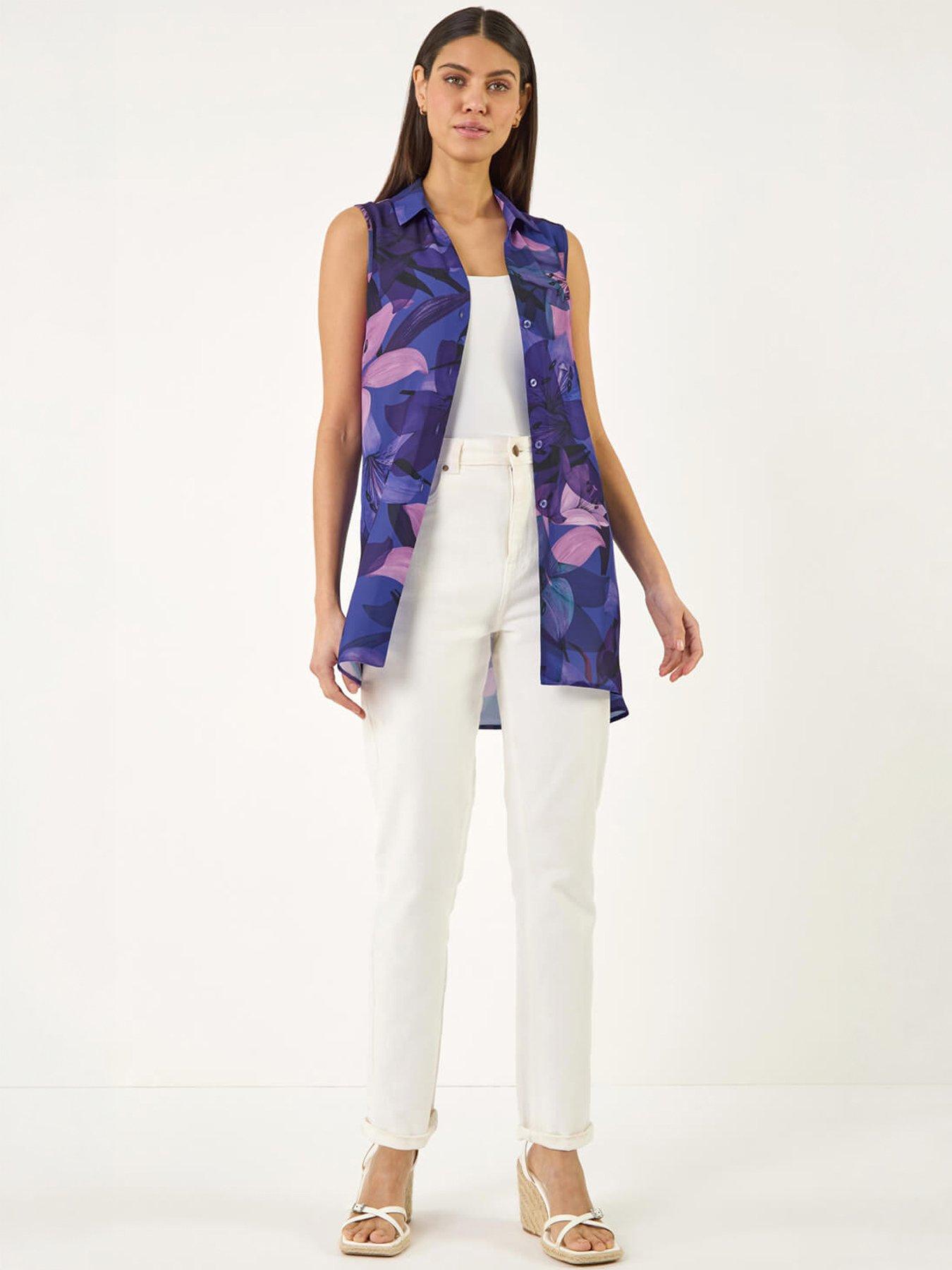  image of roman-floral-print-longline-blouse