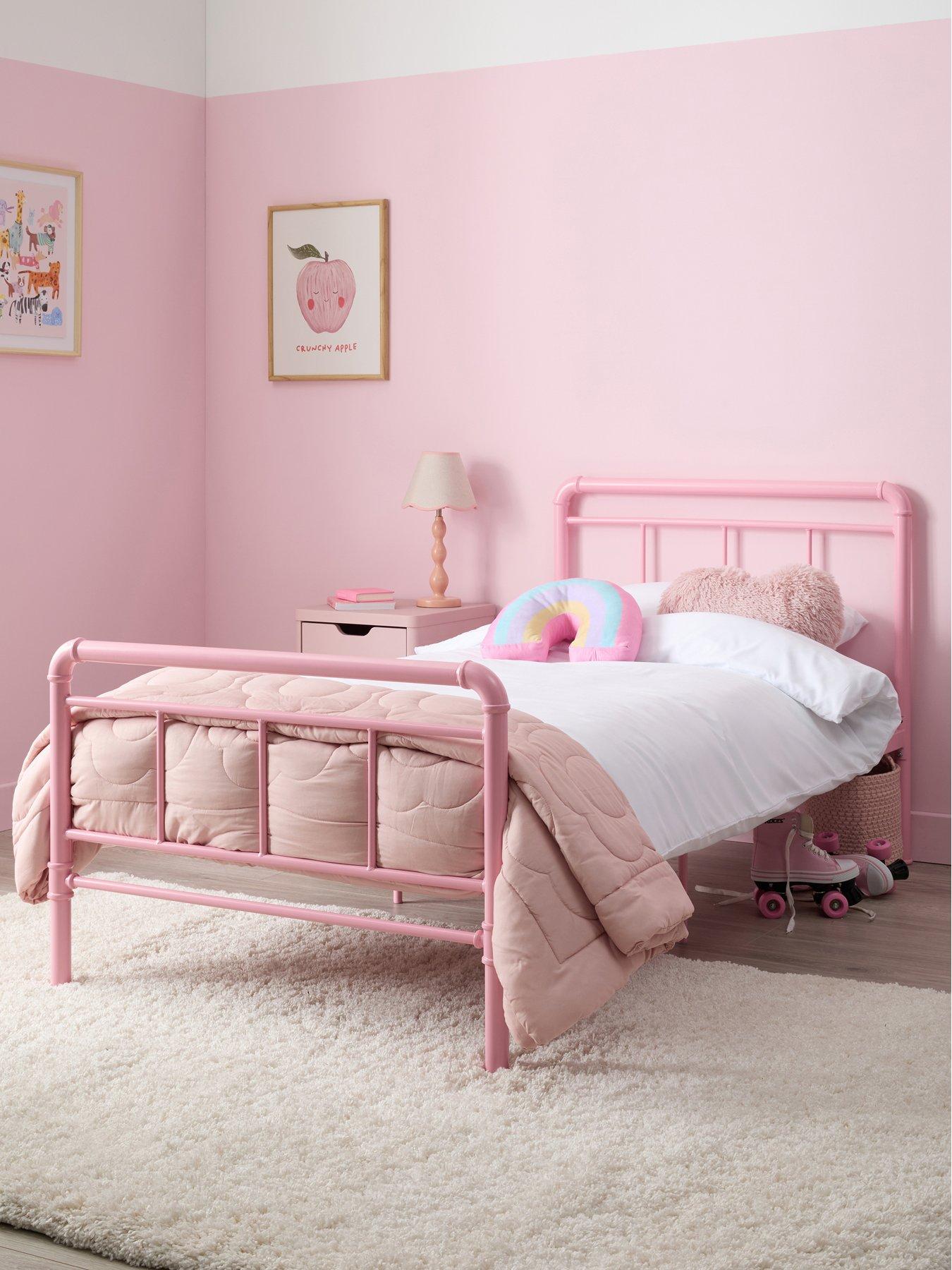 The Very Collection Freddie Metal Single Bed Frame with Mattress Options (Buy  &  SAVE!) - Pink
