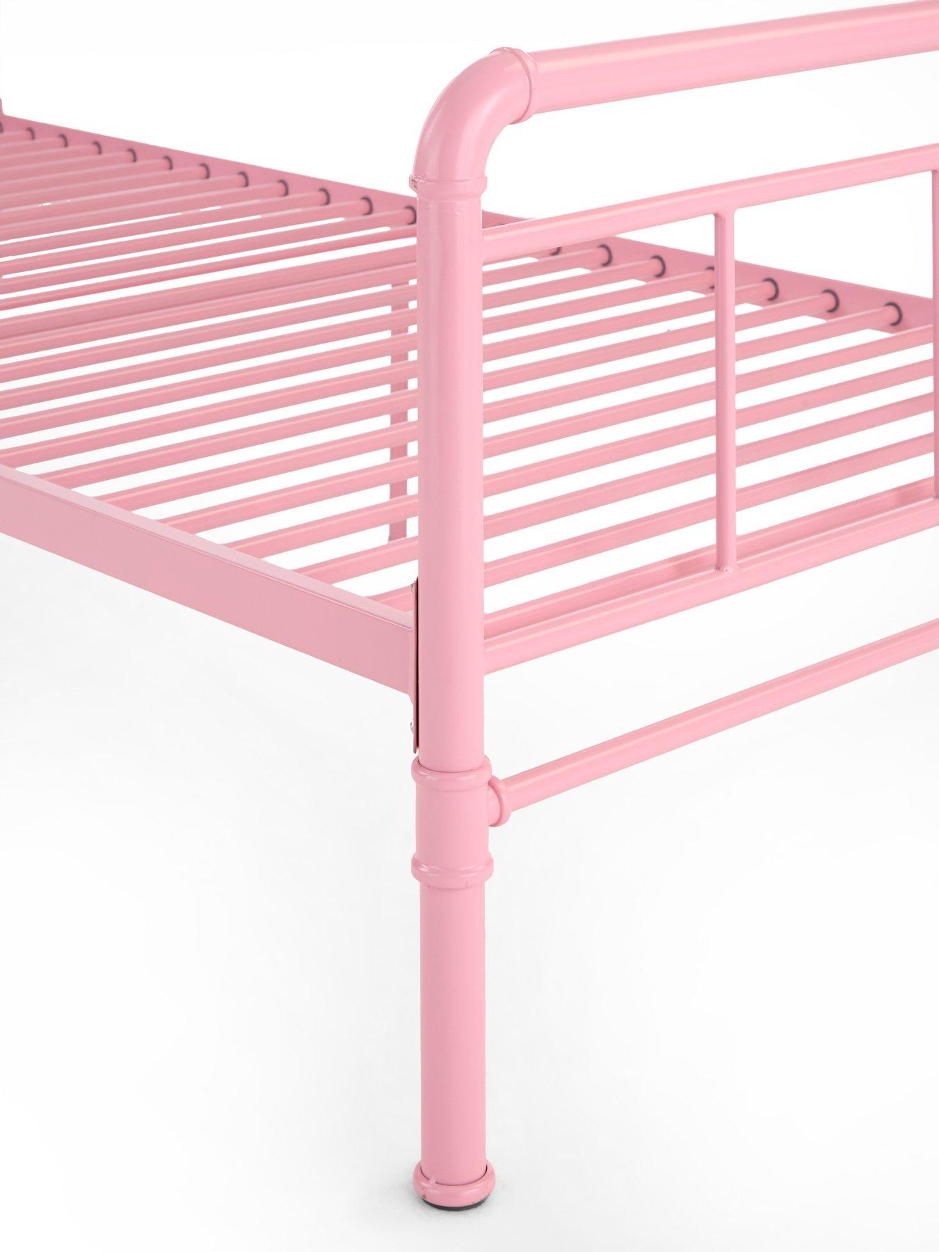 Image 4 of 6 of The Very Collection Freddie Metal Single Bed Frame with Mattress Options (Buy &amp; SAVE!) - Pink