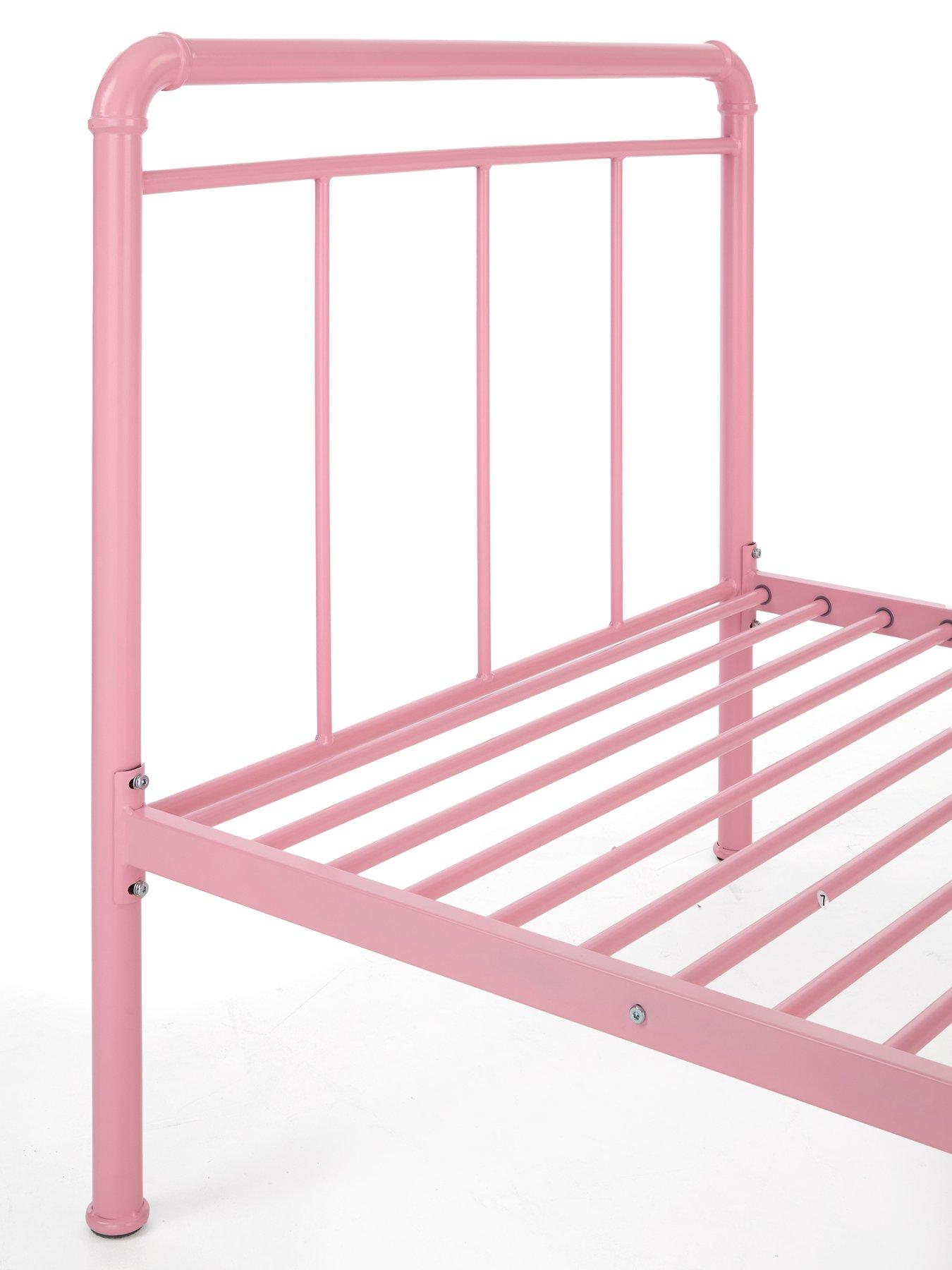 Image 5 of 6 of The Very Collection Freddie Metal Single Bed Frame with Mattress Options (Buy &amp; SAVE!) - Pink