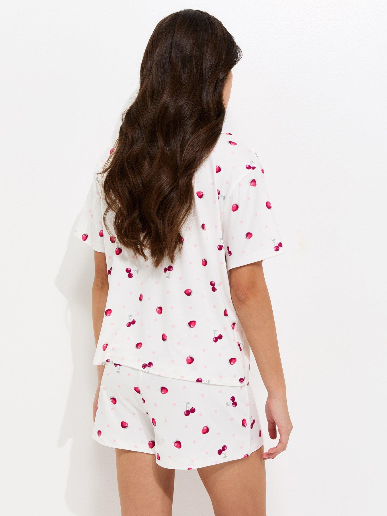 Image 2 of 6 of New Look 915 Girls Strawberry Print Shirt And Shorts Pyjama Set - Pink