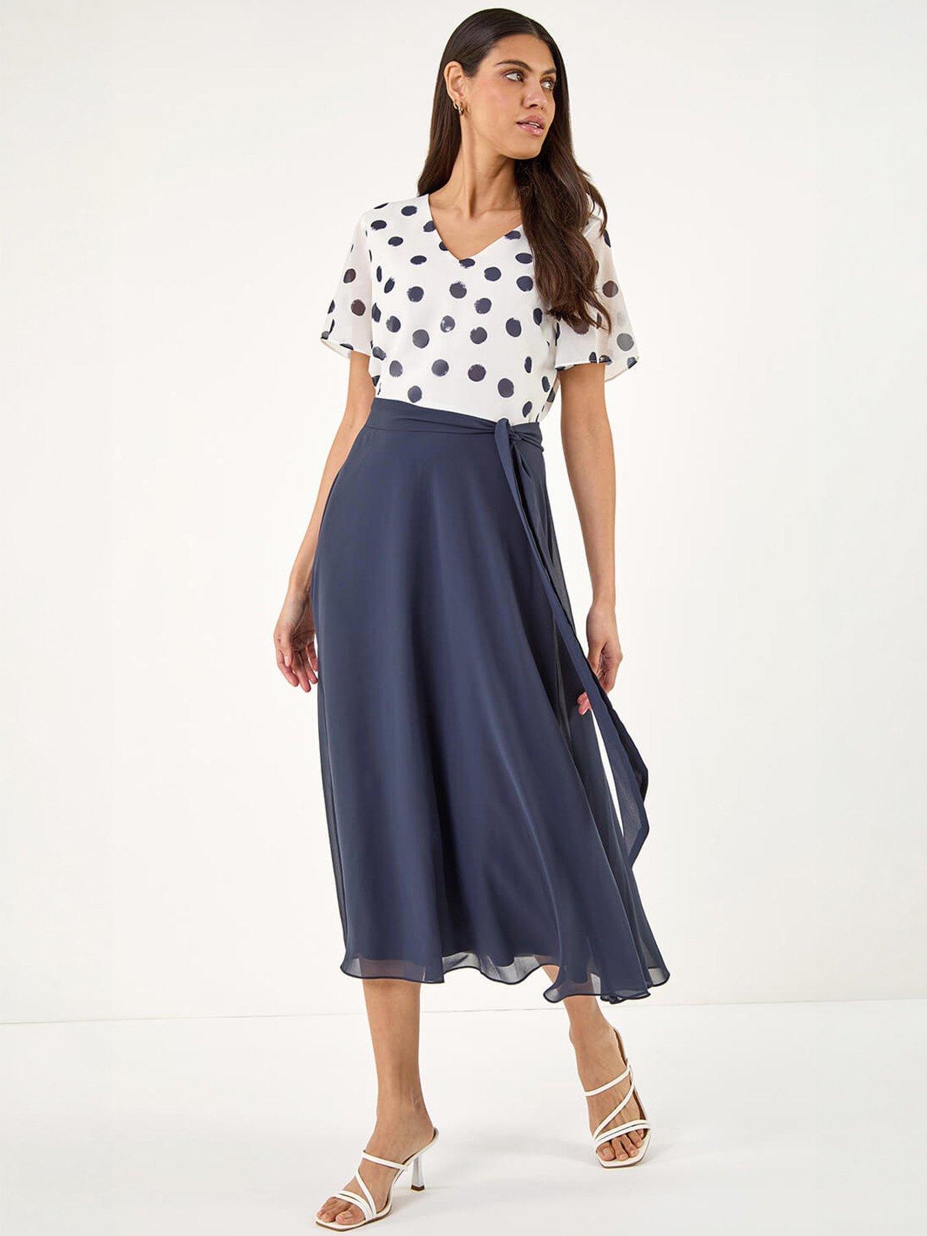 Roman Spot Contrast Midi Dress