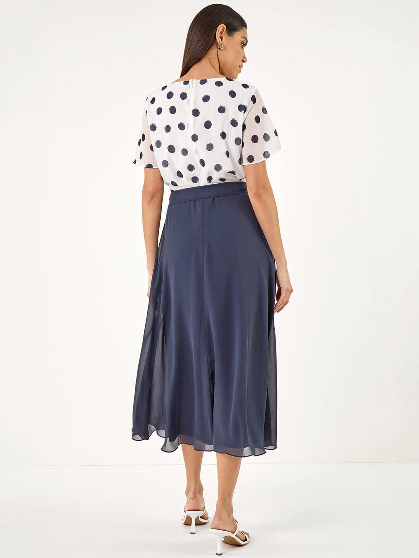 Image 2 of 5 of Roman Spot Contrast Midi Dress