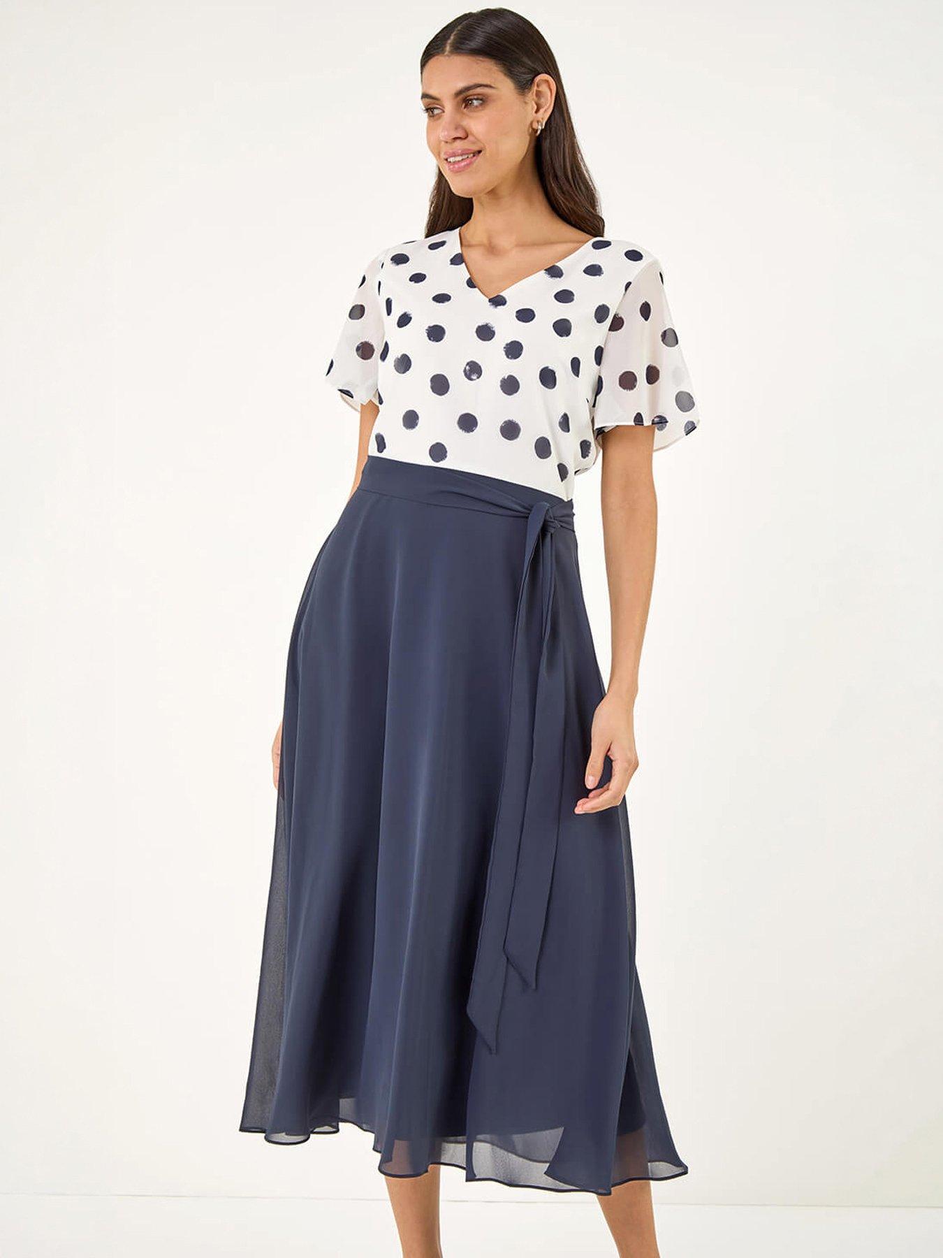 Image 3 of 5 of Roman Spot Contrast Midi Dress