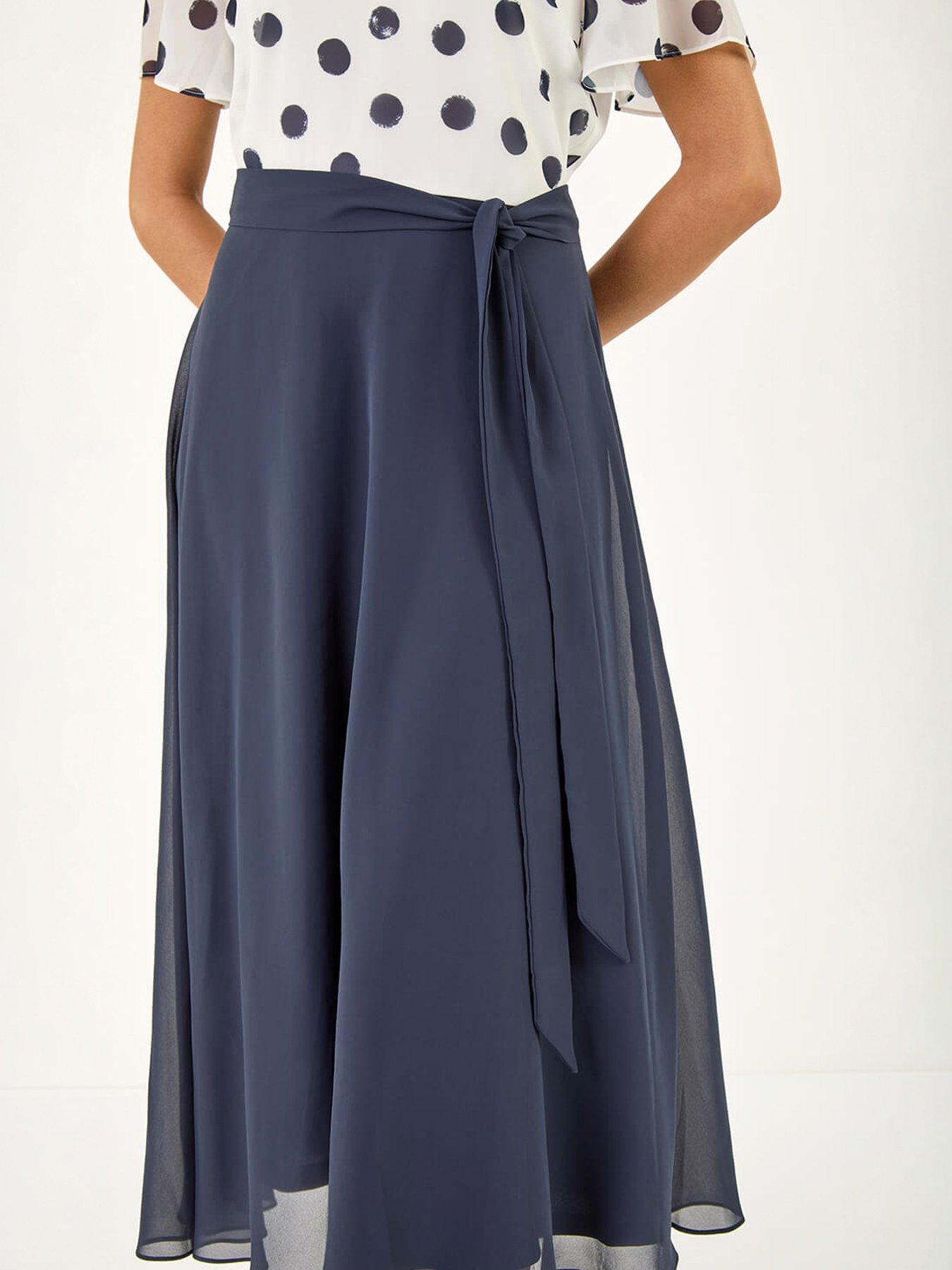 Image 4 of 5 of Roman Spot Contrast Midi Dress
