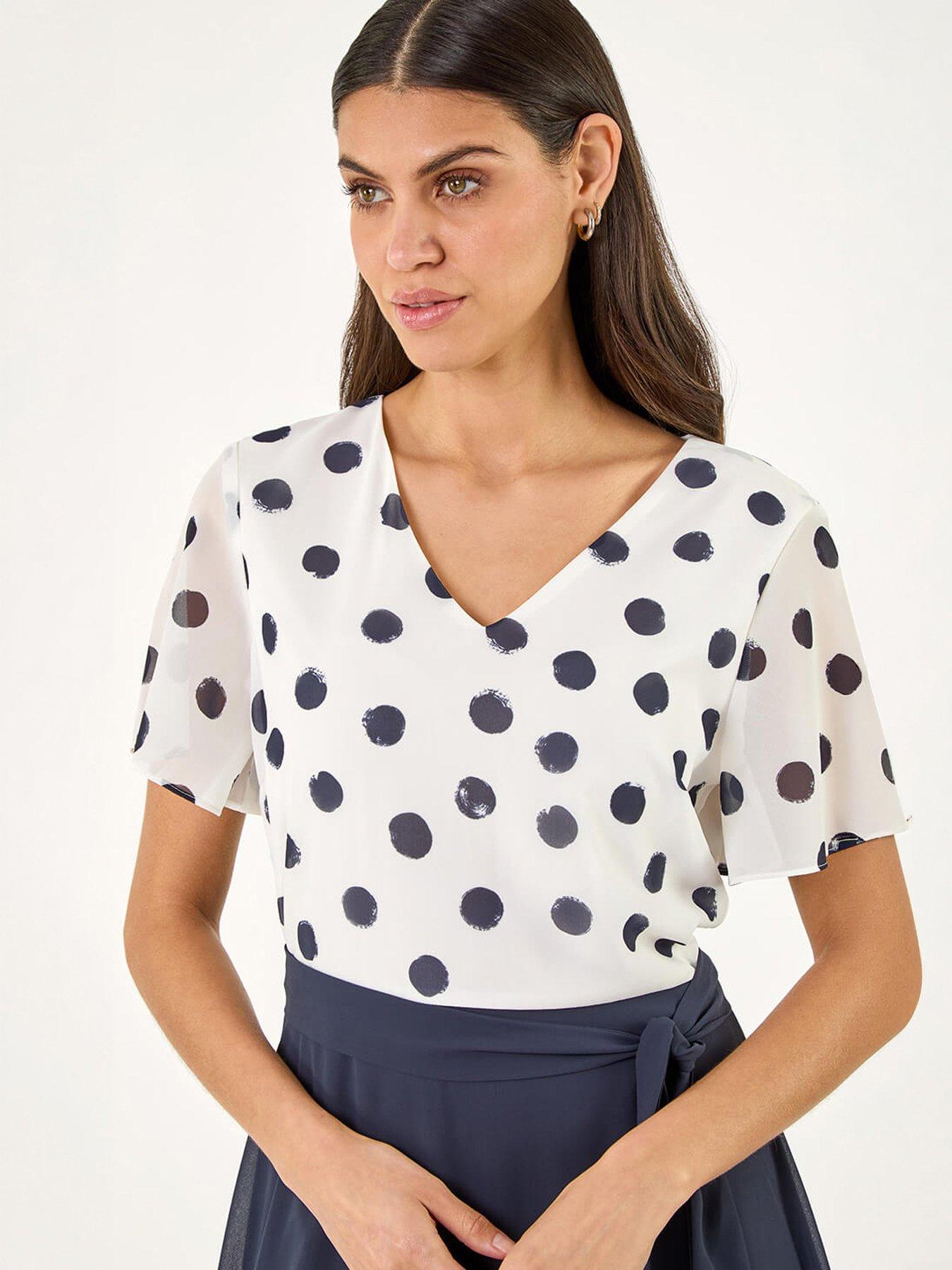 Image 5 of 5 of Roman Spot Contrast Midi Dress