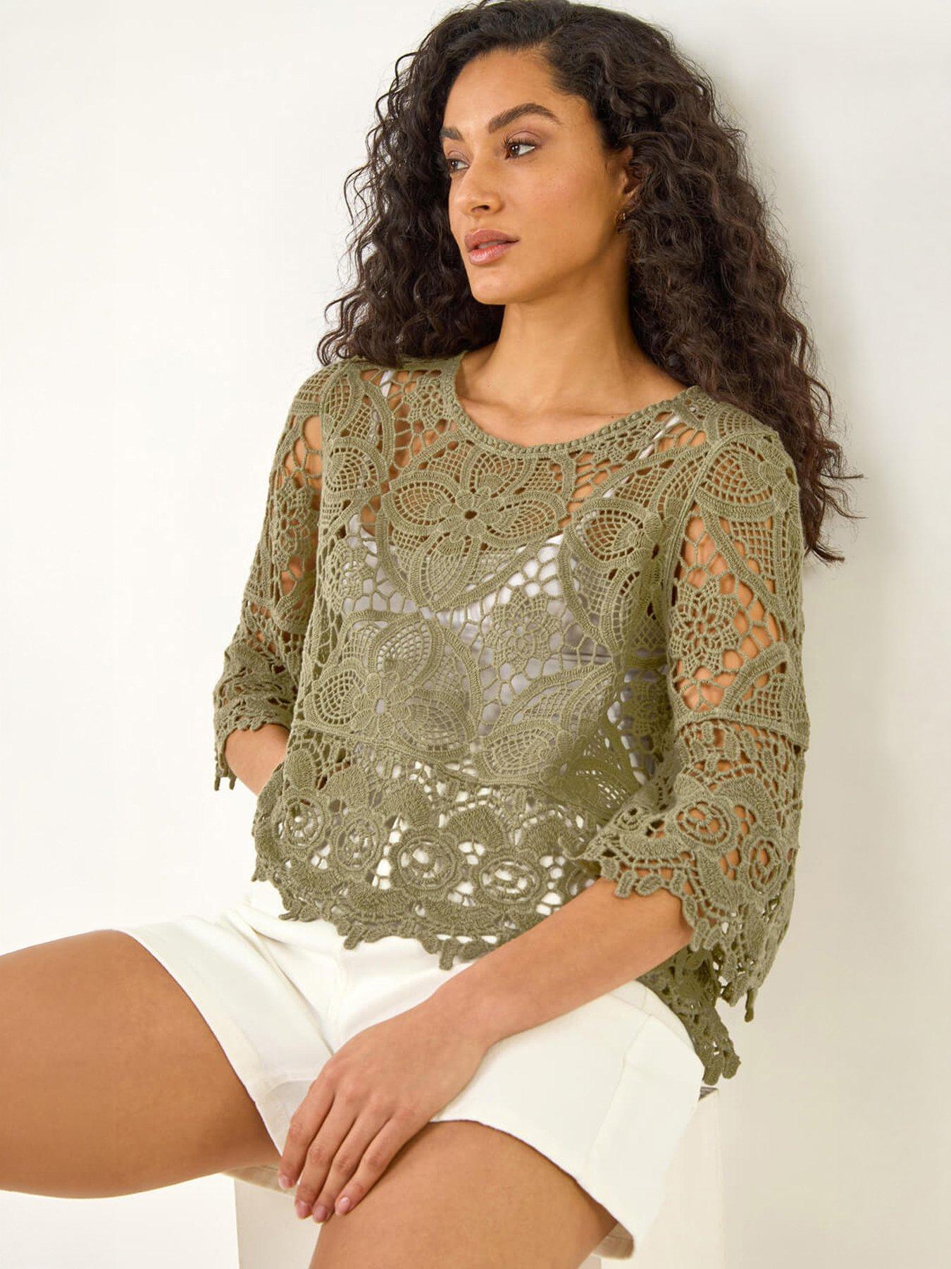  image of roman-dusk-floral-crochet-top