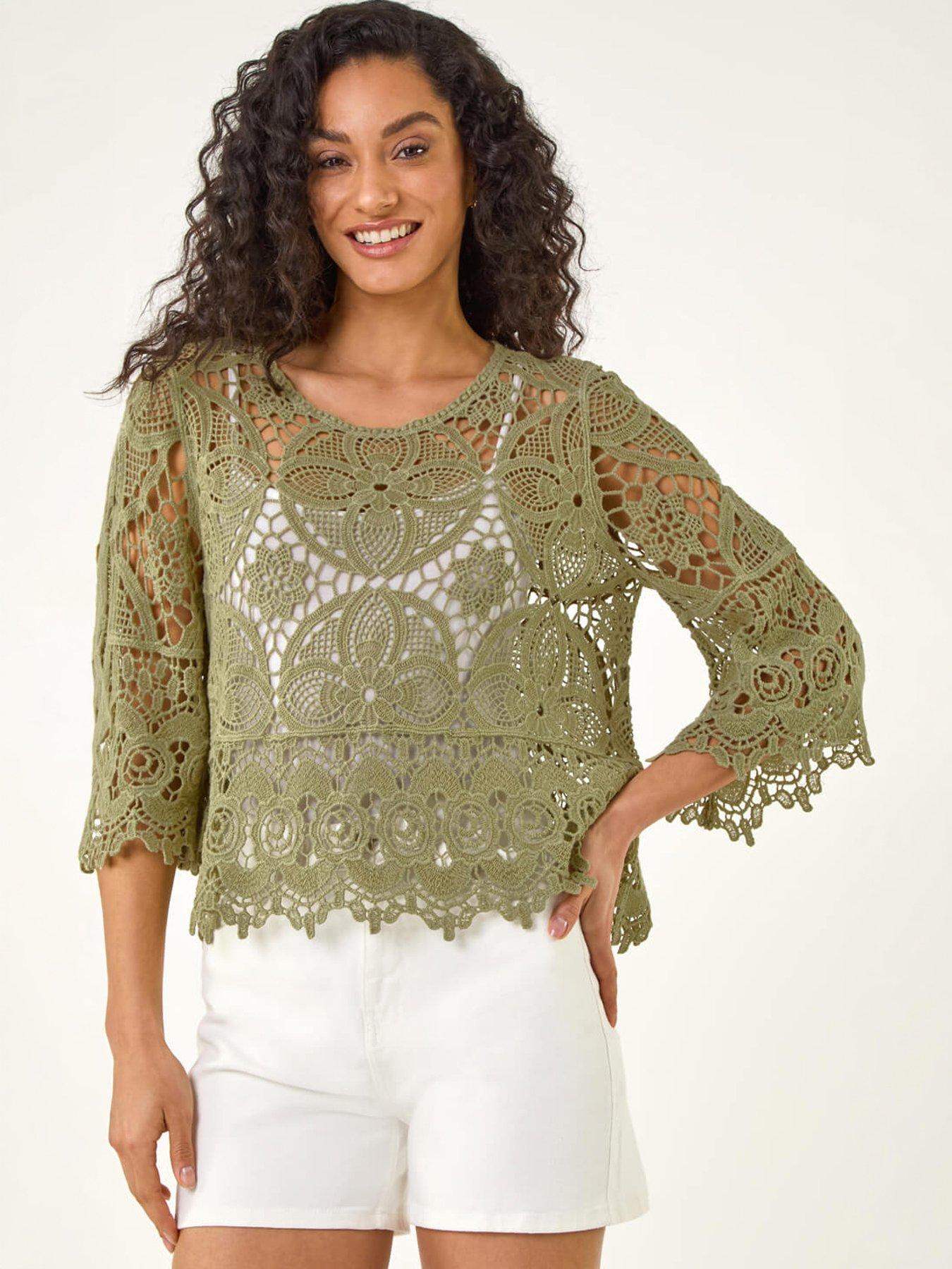  image of roman-dusk-floral-crochet-top