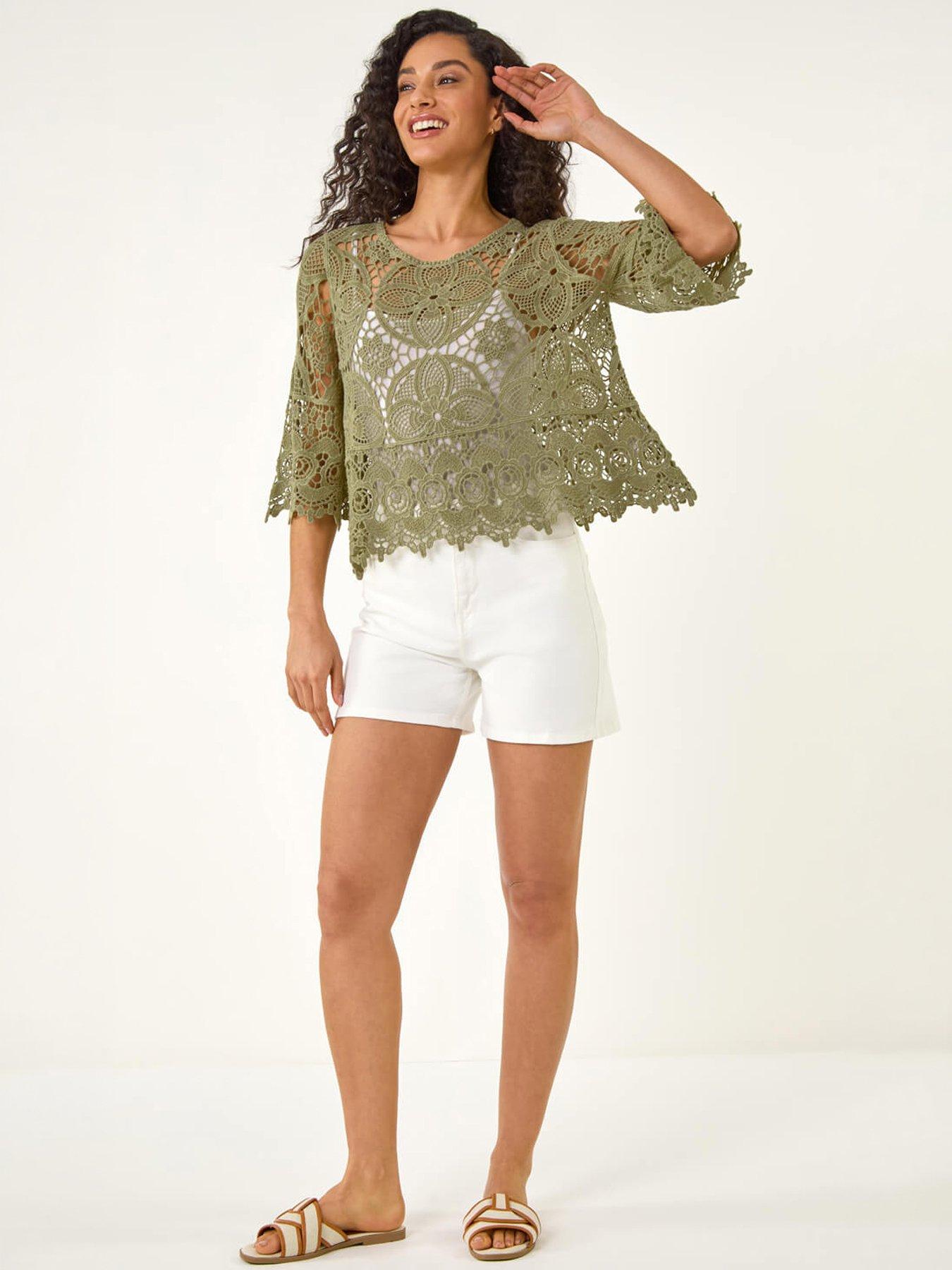  image of roman-dusk-floral-crochet-top