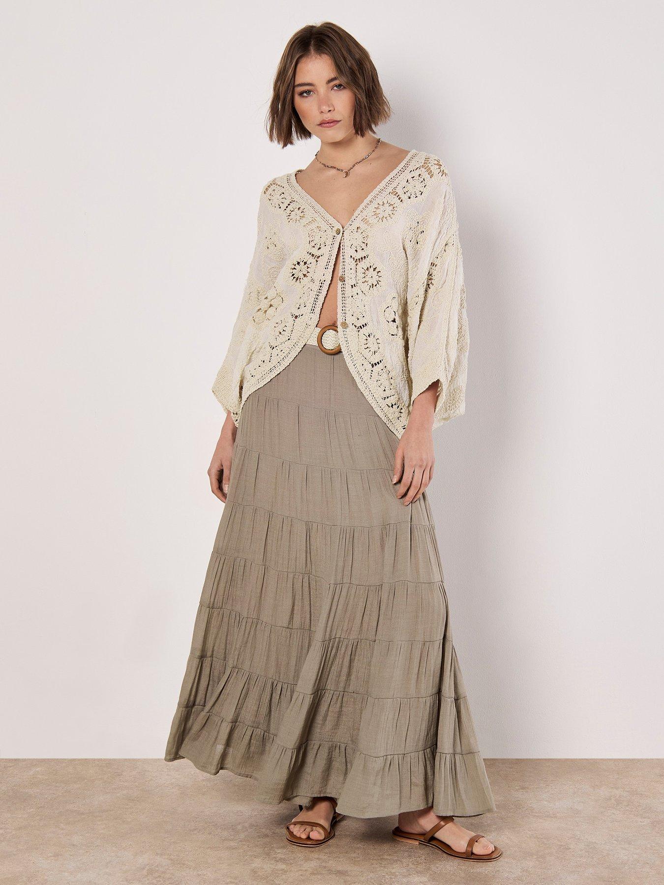 Apricot Apricot Multi Tier Slub Shimmer Skirt