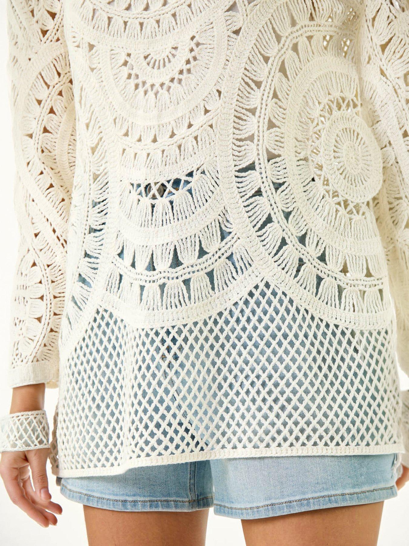 Image 2 of 5 of Roman Longline Crochet Knit Tunic