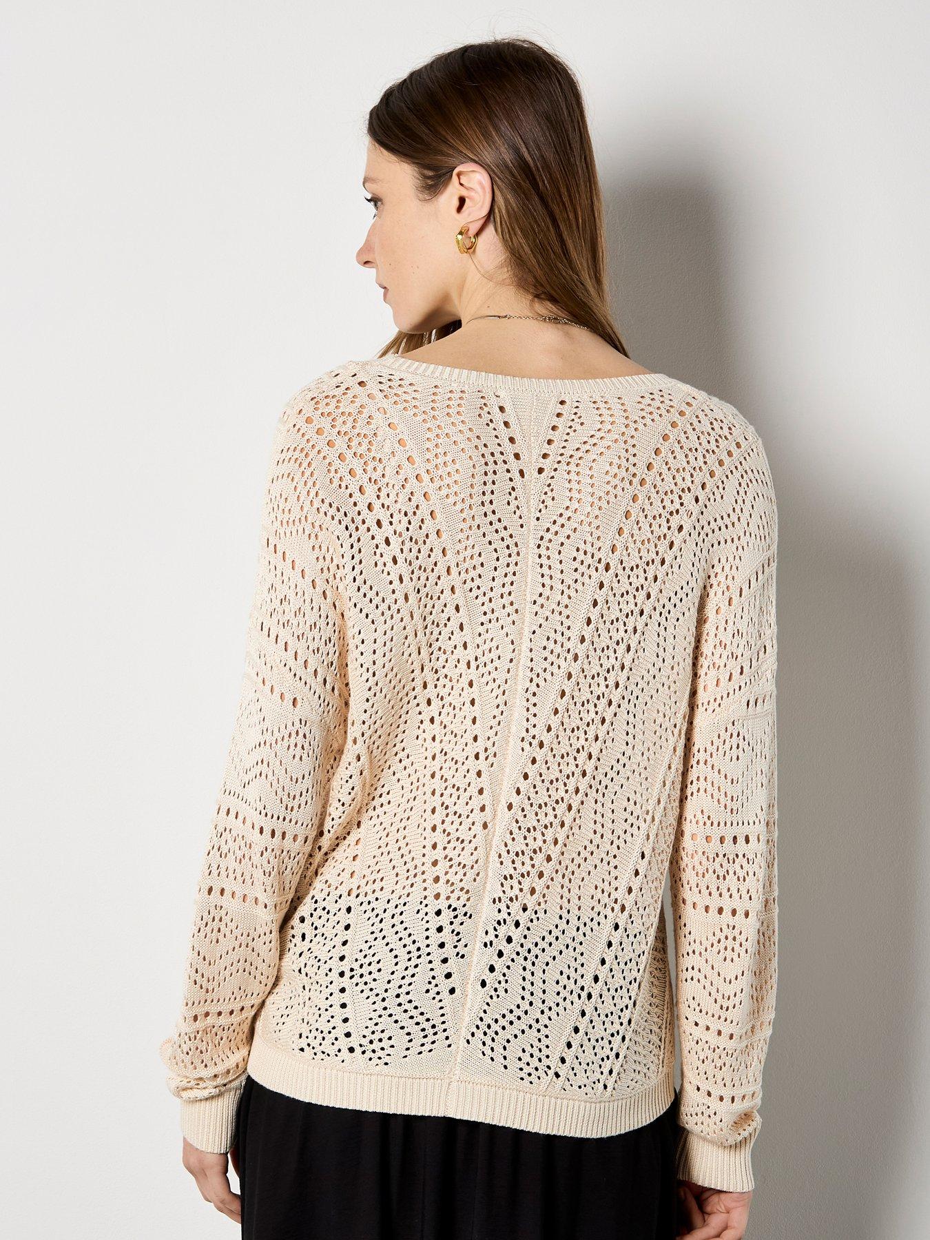 stillFront image of apricot-chevron-pointelle-cardigan
