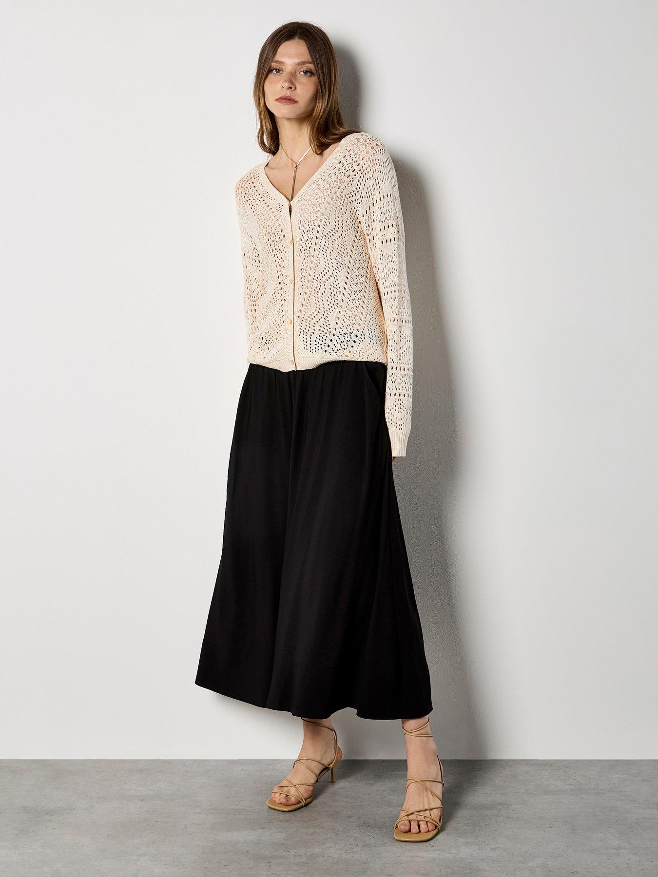  image of apricot-chevron-pointelle-cardigan