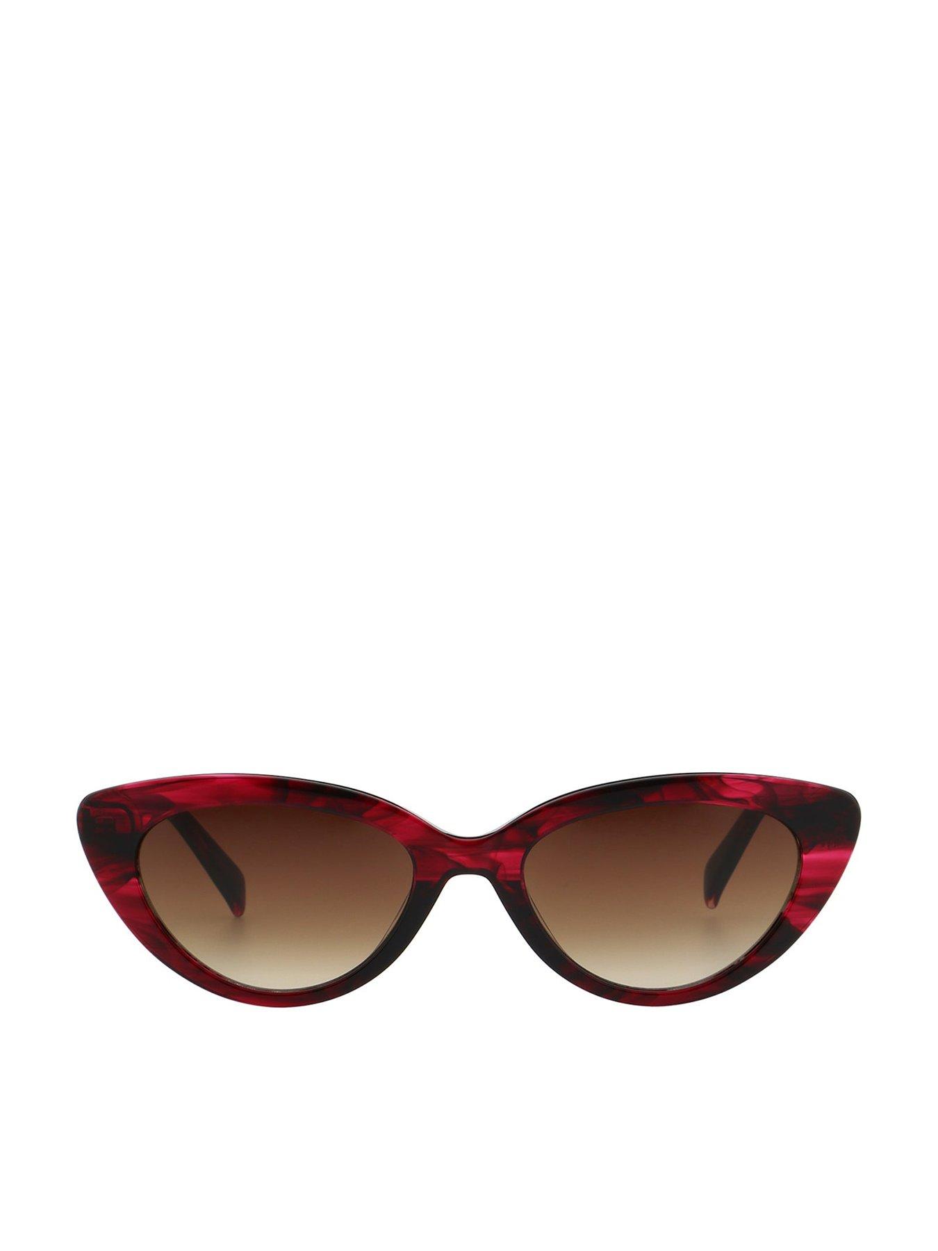 Image 1 of 3 of Karen Millen Cat Eye Sunglasses - Red