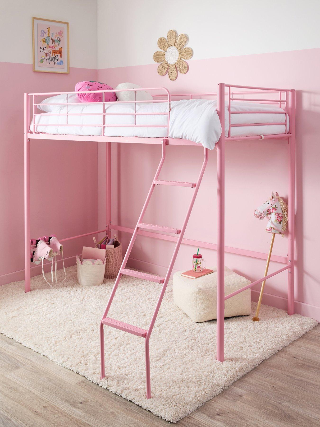 The Very Collection Domino High Sleeper Bed Frame with Mattress Options (Buy  &  SAVE!) - Pink
