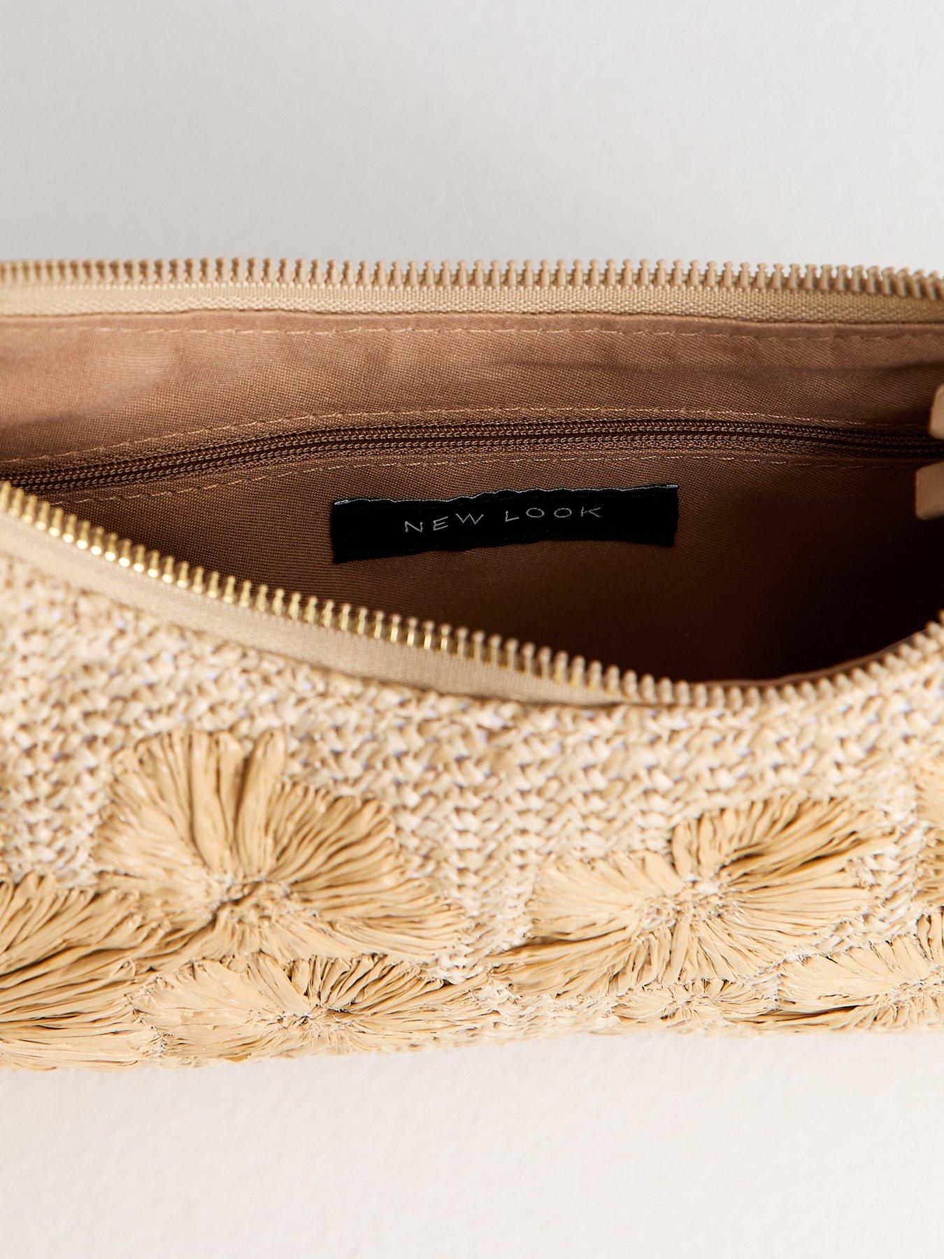 Image 5 of 5 of New Look Woven Embroidered Flower Shoulder Bag - Stone