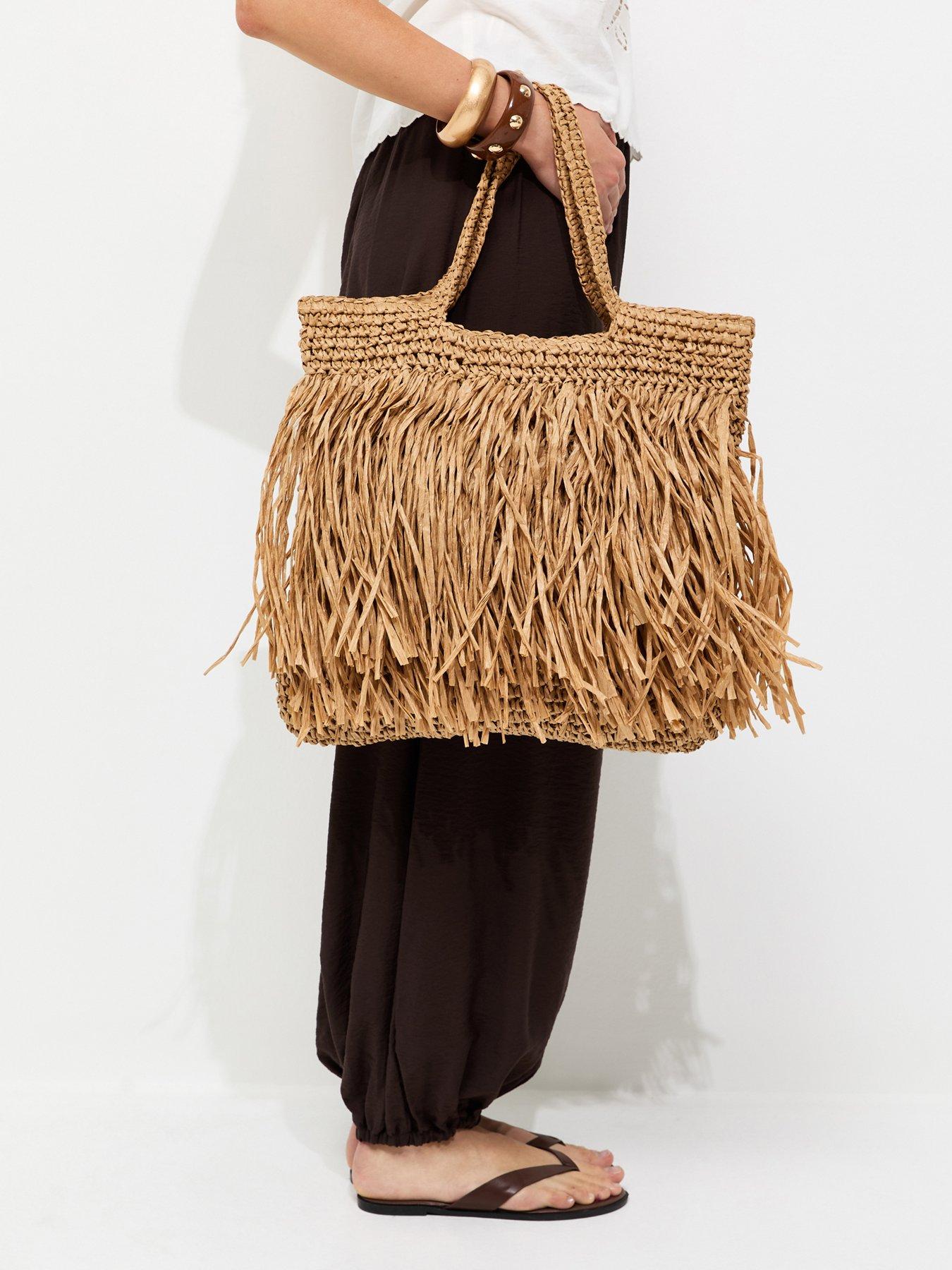 Image 2 of 5 of New Look Woven Fringe Tote Bag - Stone