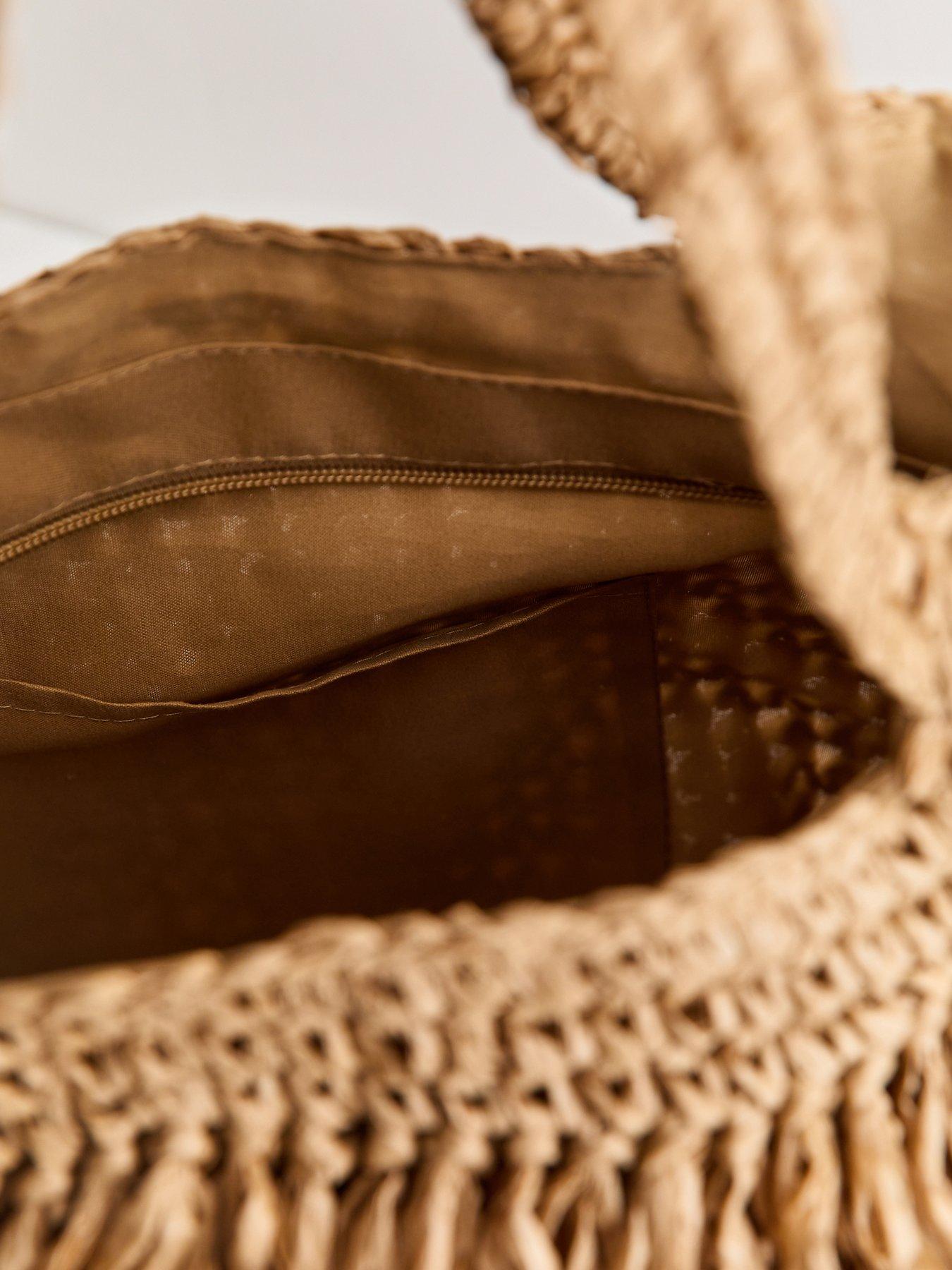 Image 4 of 5 of New Look Woven Fringe Tote Bag - Stone