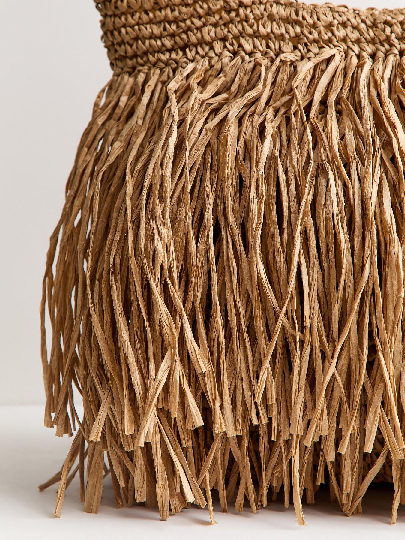 Image 5 of 5 of New Look Woven Fringe Tote Bag - Stone