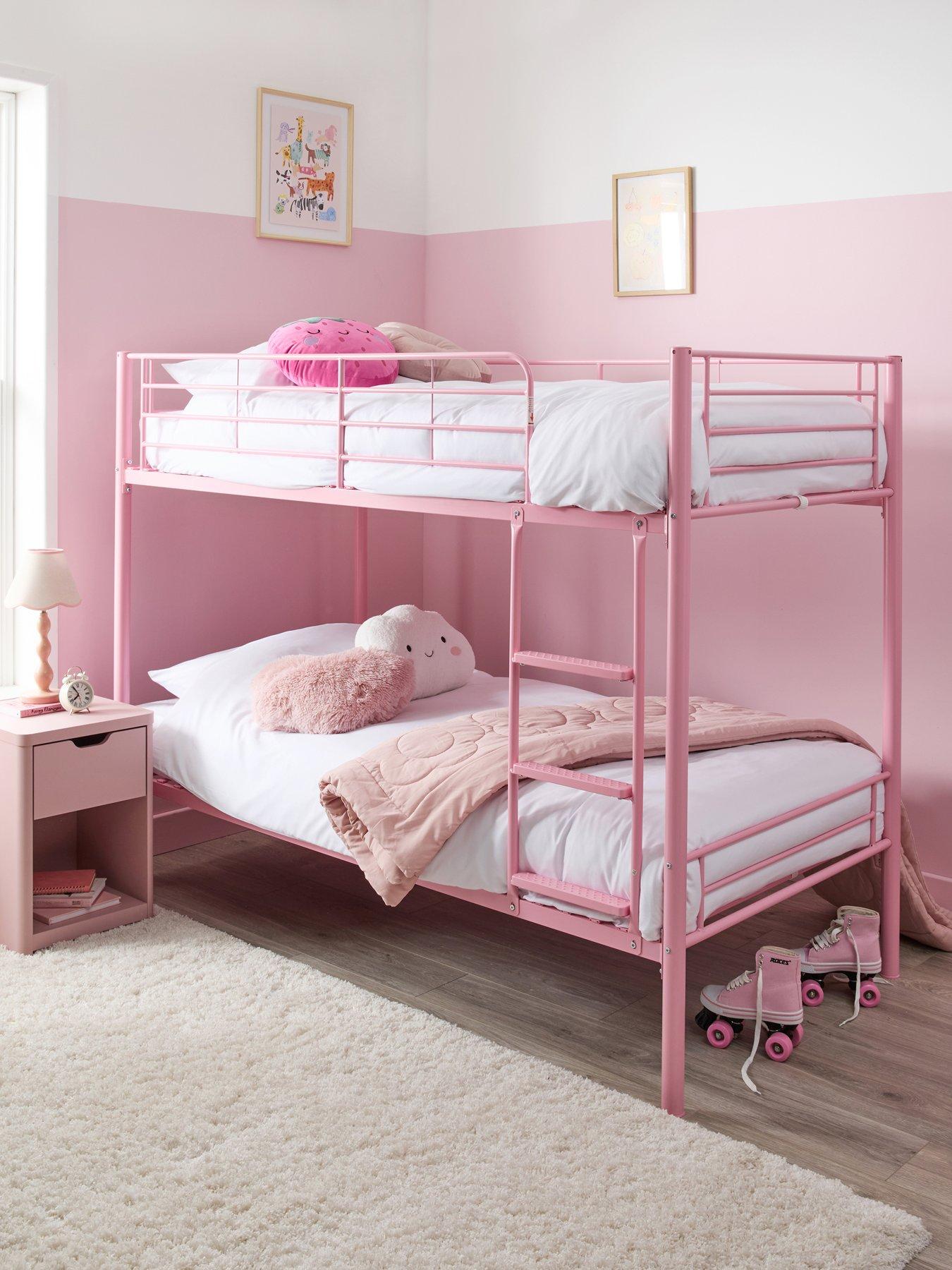 The Very Collection Domino Bunk Bunk Frame with Mattress Options (Buy  &  SAVE!) - Pink