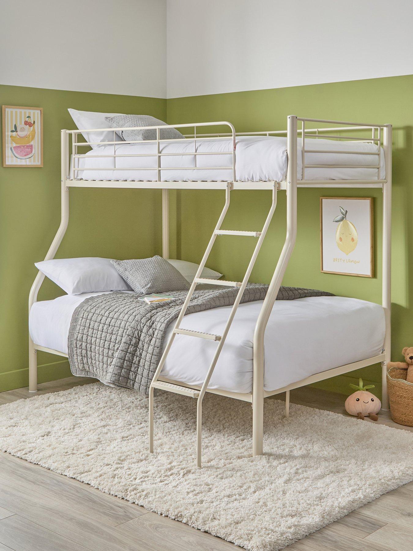 The Very Collection Domino Trio Bunk Bed Frame with Mattress Options (Buy  &  SAVE!) - Cream