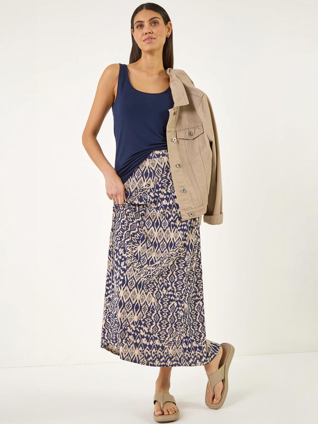 Image 5 of 5 of Roman Abstract Print Midi Skirt