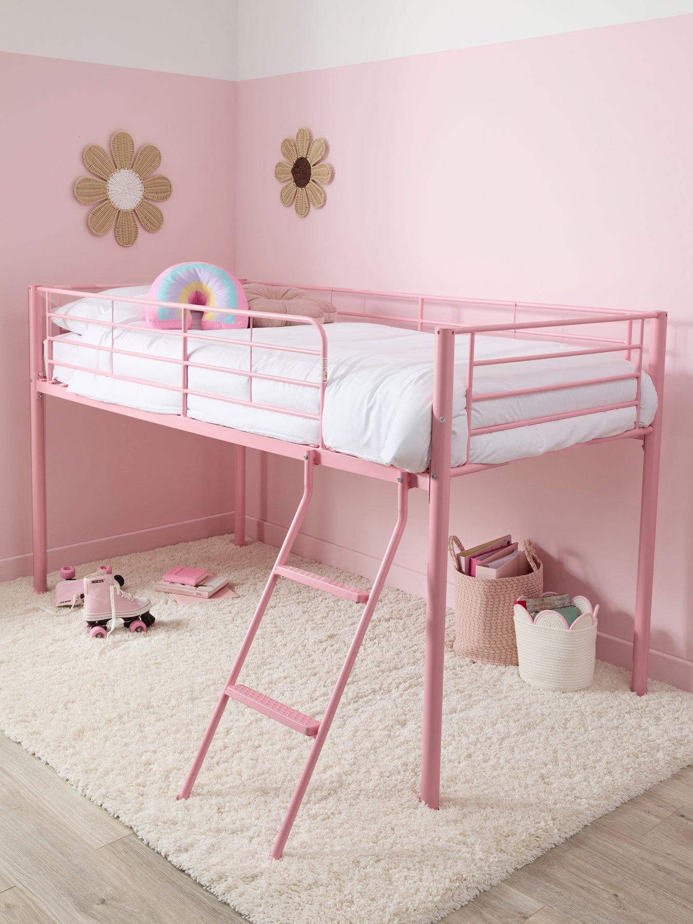 The Very Collection Domino Mid Sleeper Bed Frame with Mattress Options (Buy  &  SAVE!) - Pink