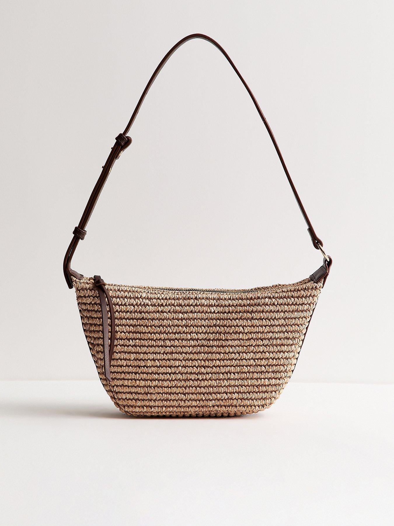 New Look Stone Woven Sling Shoulder Bag - Stone
