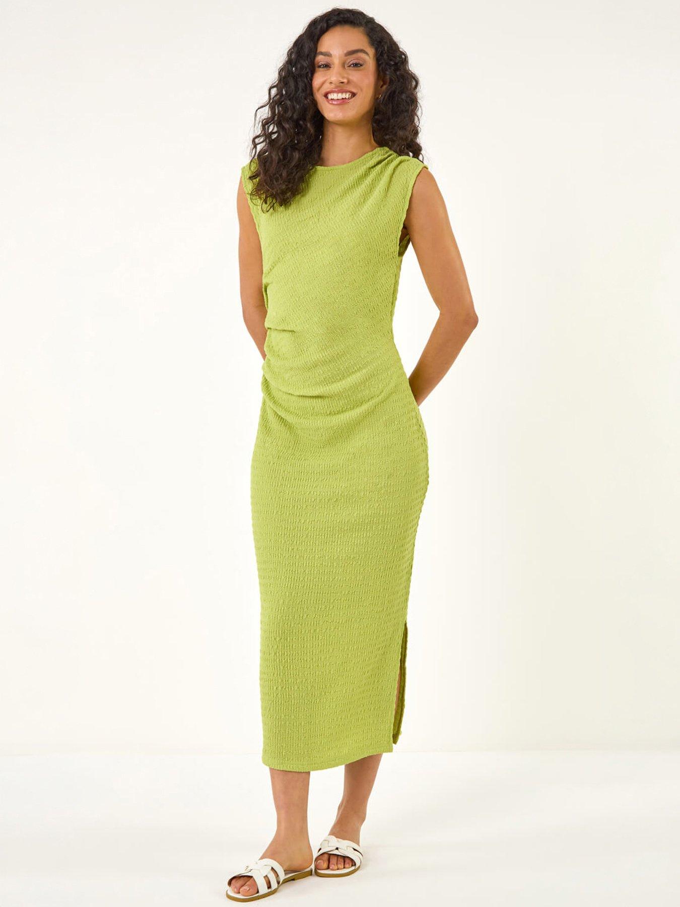 Roman Dusk Textured Ruched Midi Dress
