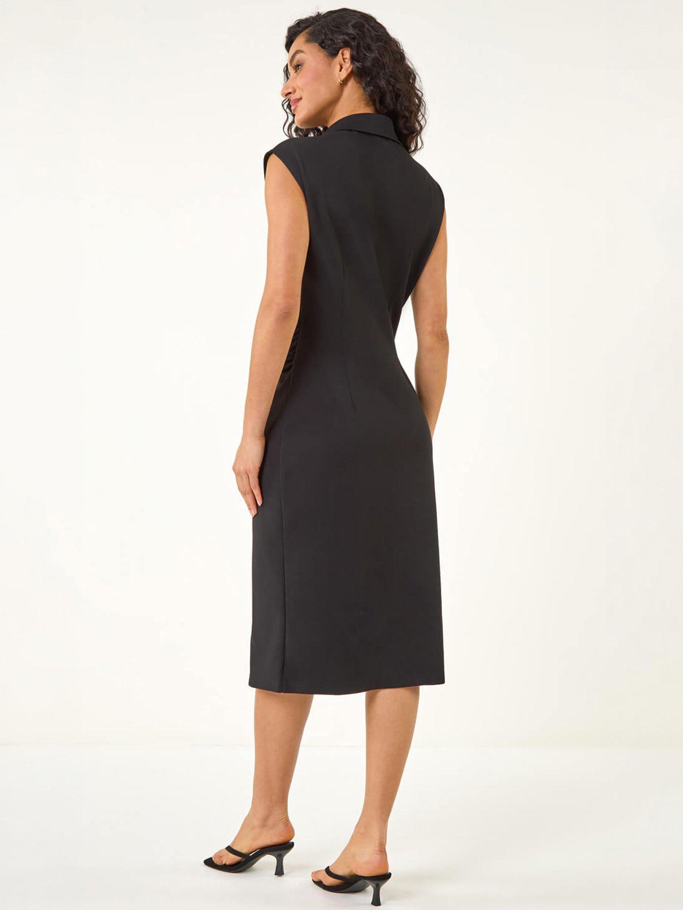 stillFront image of roman-dusk-collared-ribbed-midi-dress