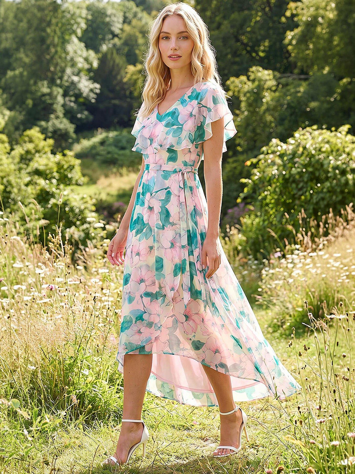 Roman Floral Chiffon Dress