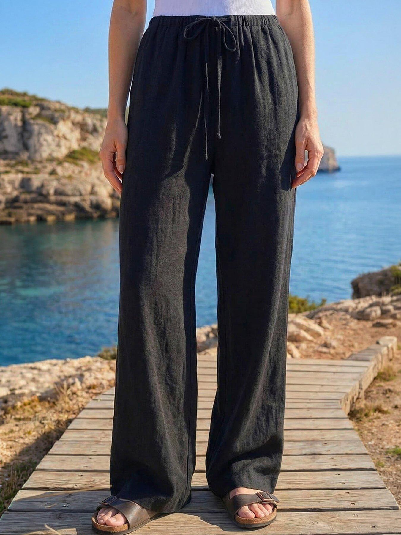 image of roman-linen-blend-wide-leg-trouser
