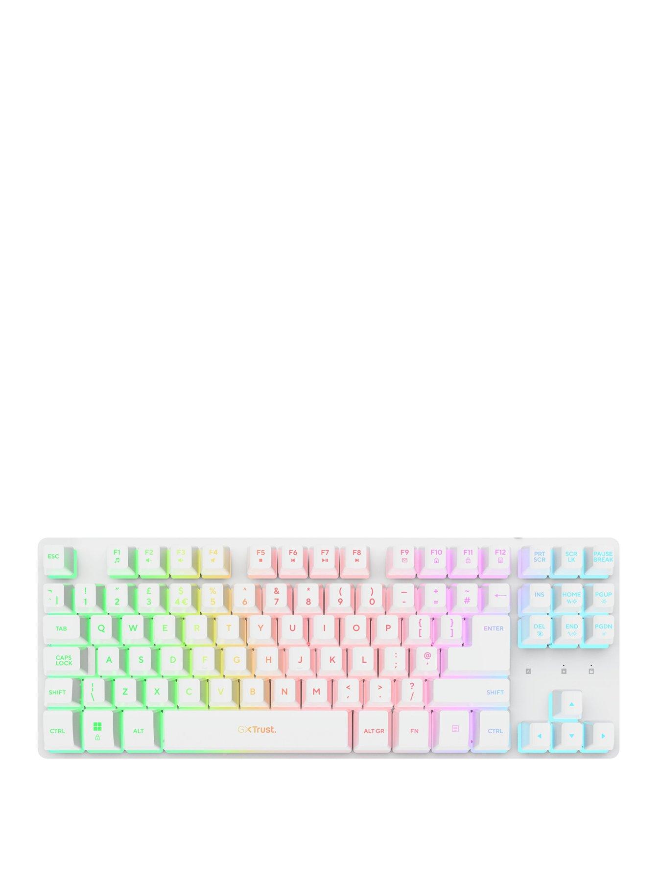 Trust GXT831W Thado TKL Illuminated RGB Wireless Gaming Keyboard for laptop/pc, White