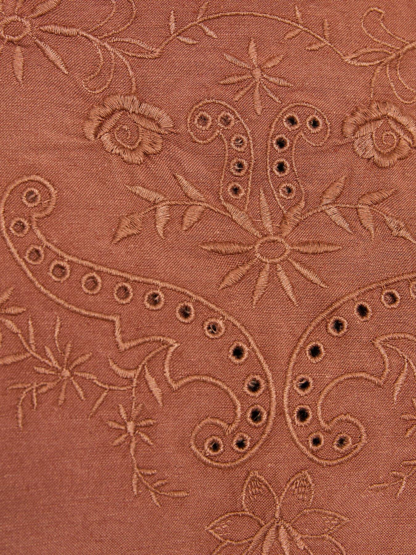 Image 5 of 5 of New Look Embroidered Belted Long Cami Top - Dark Brown