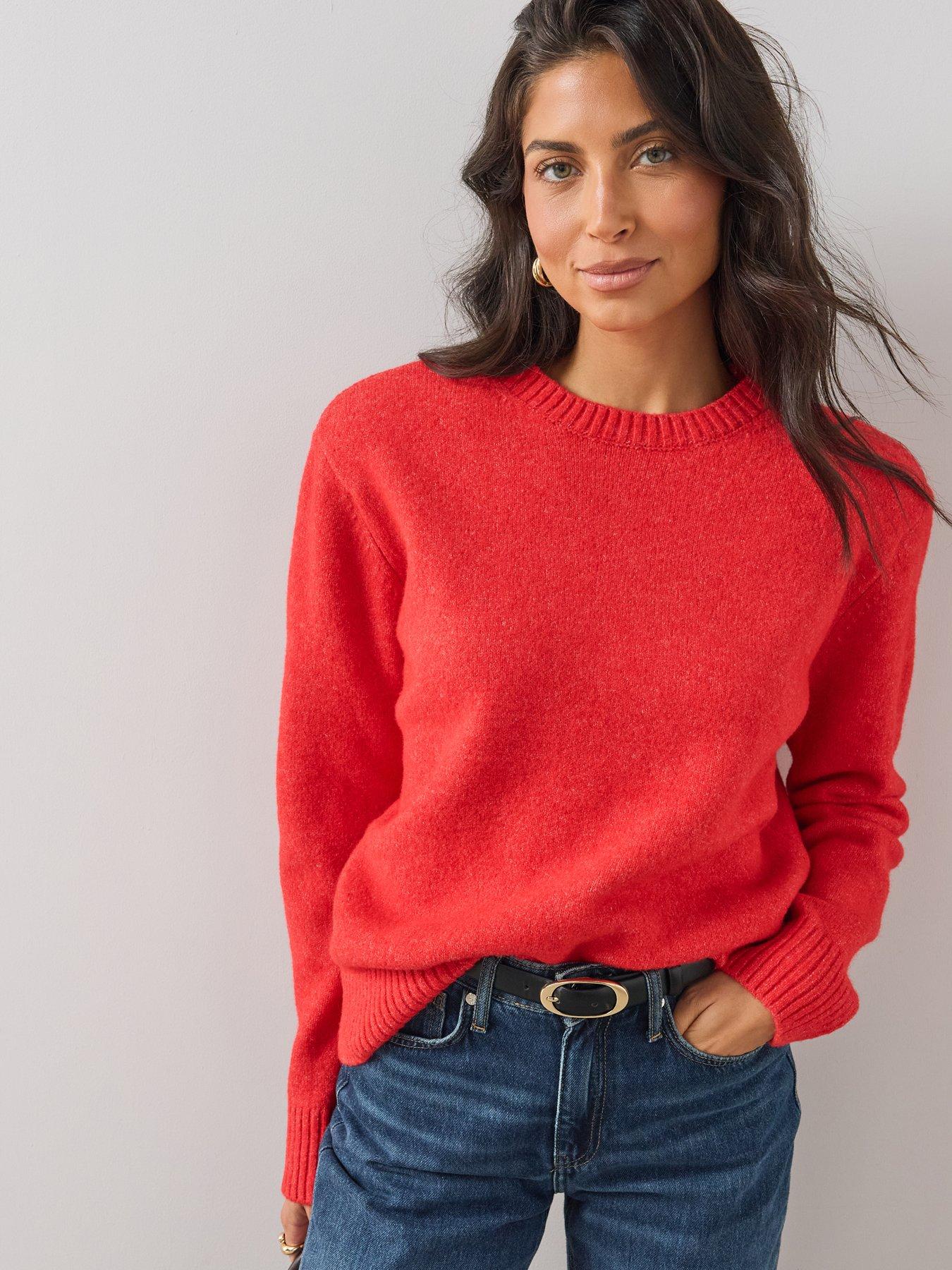 Image 1 of 6 of The Very Collection Womens Detachable Shoulder Pads Jumper - Red
