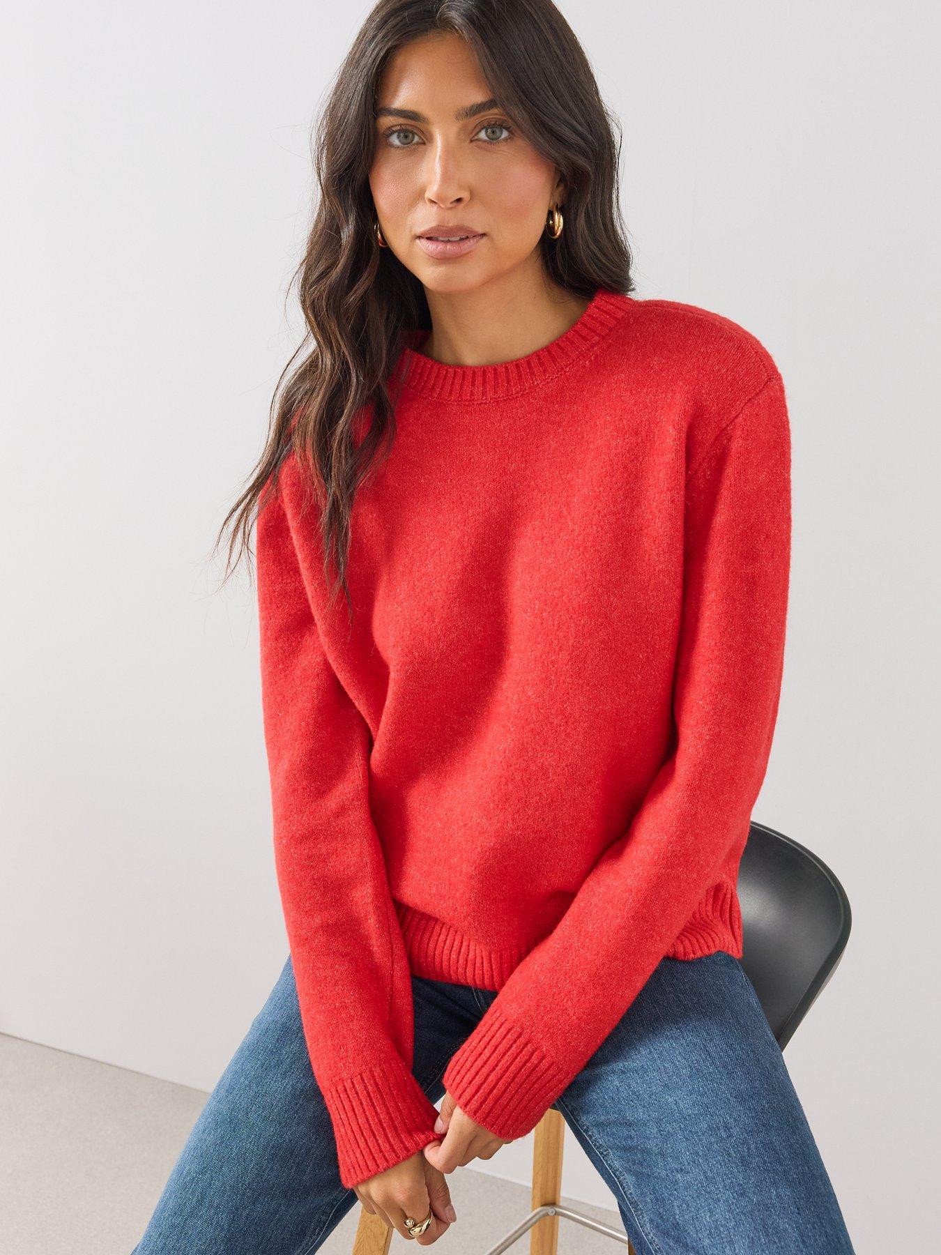 Image 4 of 6 of The Very Collection Womens Detachable Shoulder Pads Jumper - Red